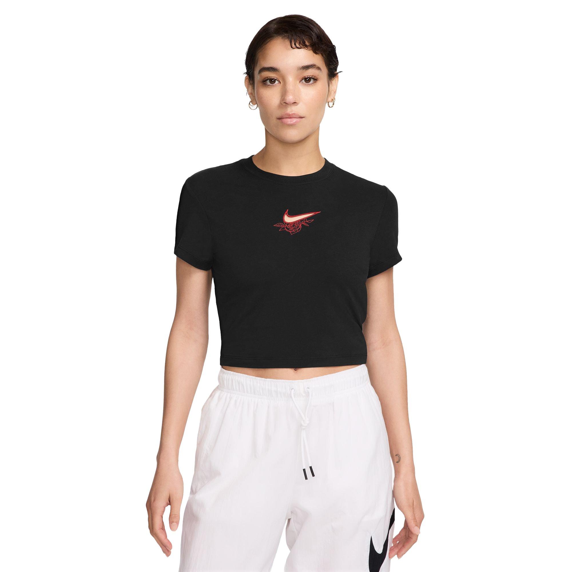 Nike Women's Sportswear Chill Knit Crop Tee - Black - BLACK Thumbnail View 1