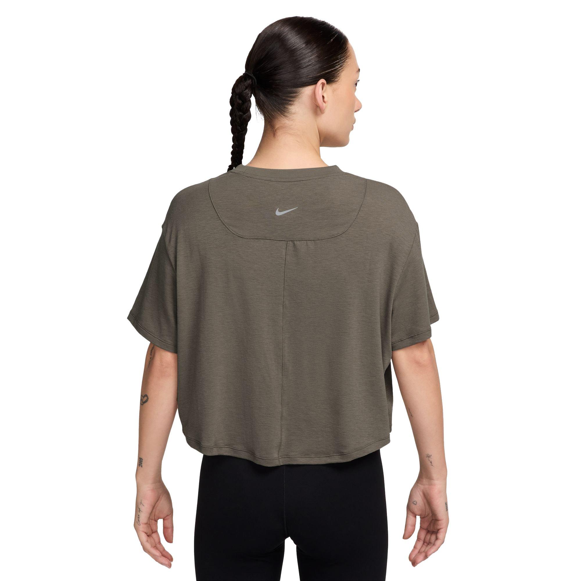 Nike Women's One Relaxed Dri-FIT Cropped Short-Sleeve Top - BROWN Thumbnail View 2