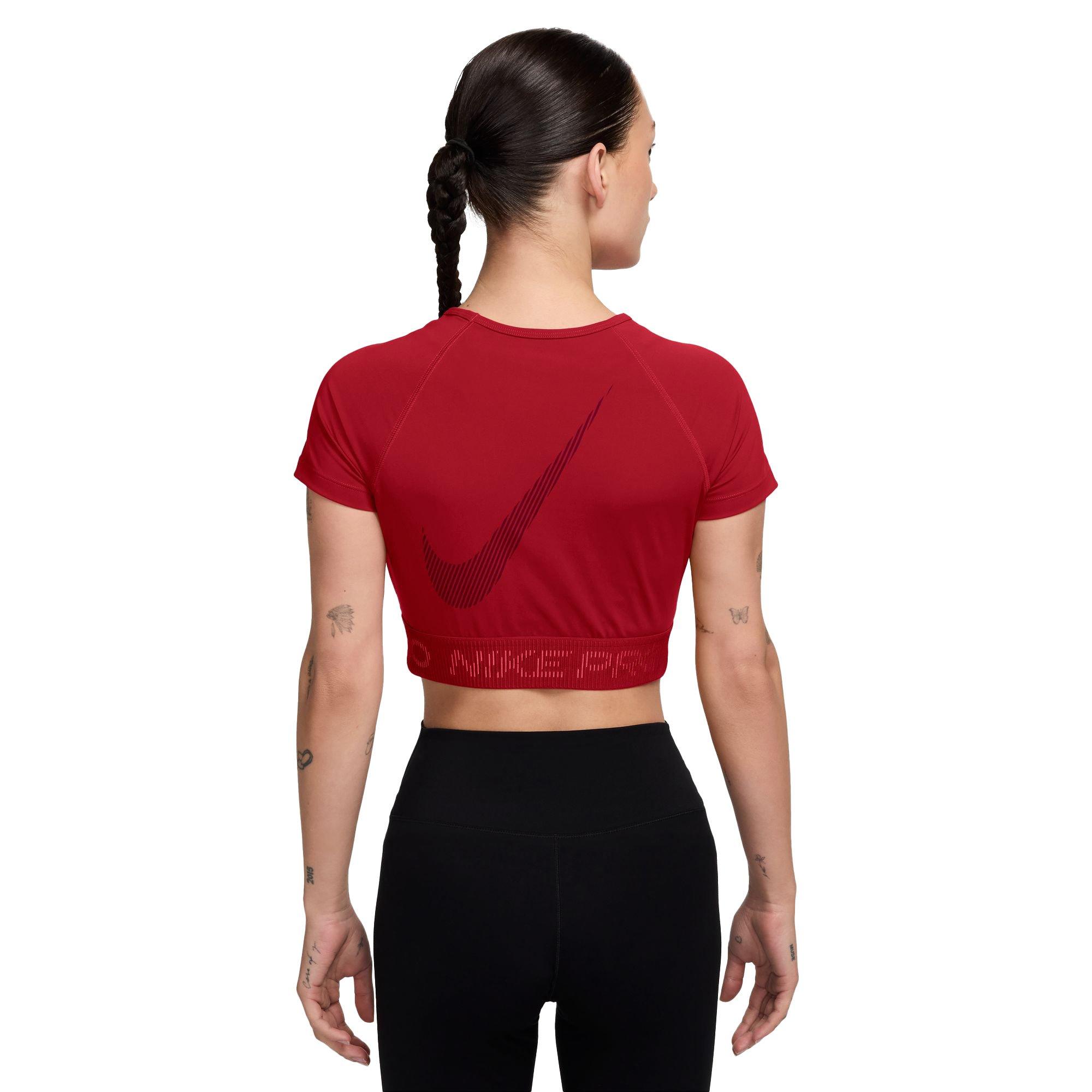 Nike Women's Dri-FIT Cropped Graphic Top - RED Thumbnail View 2