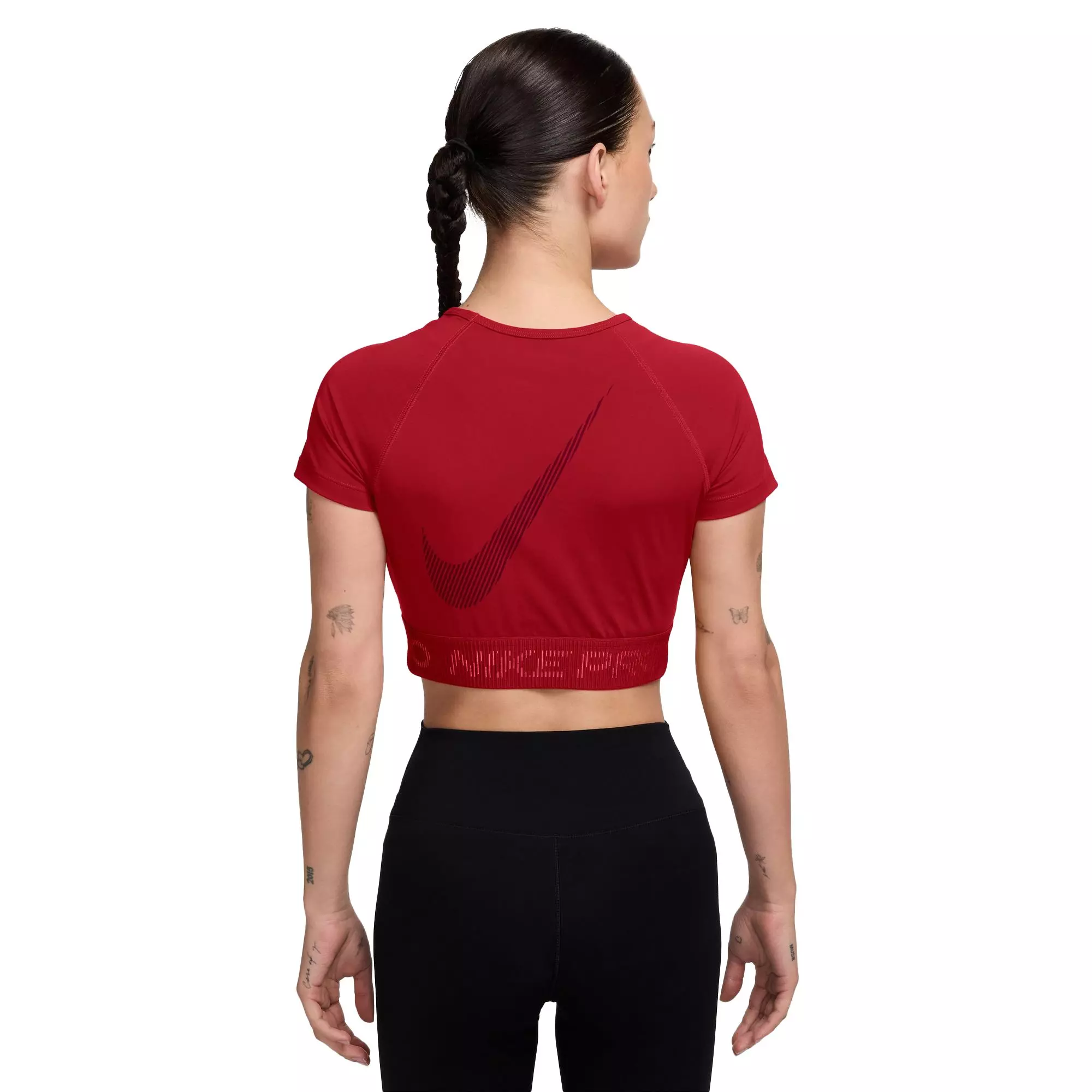 Nike Women's Dri-FIT Cropped Graphic Top - RED