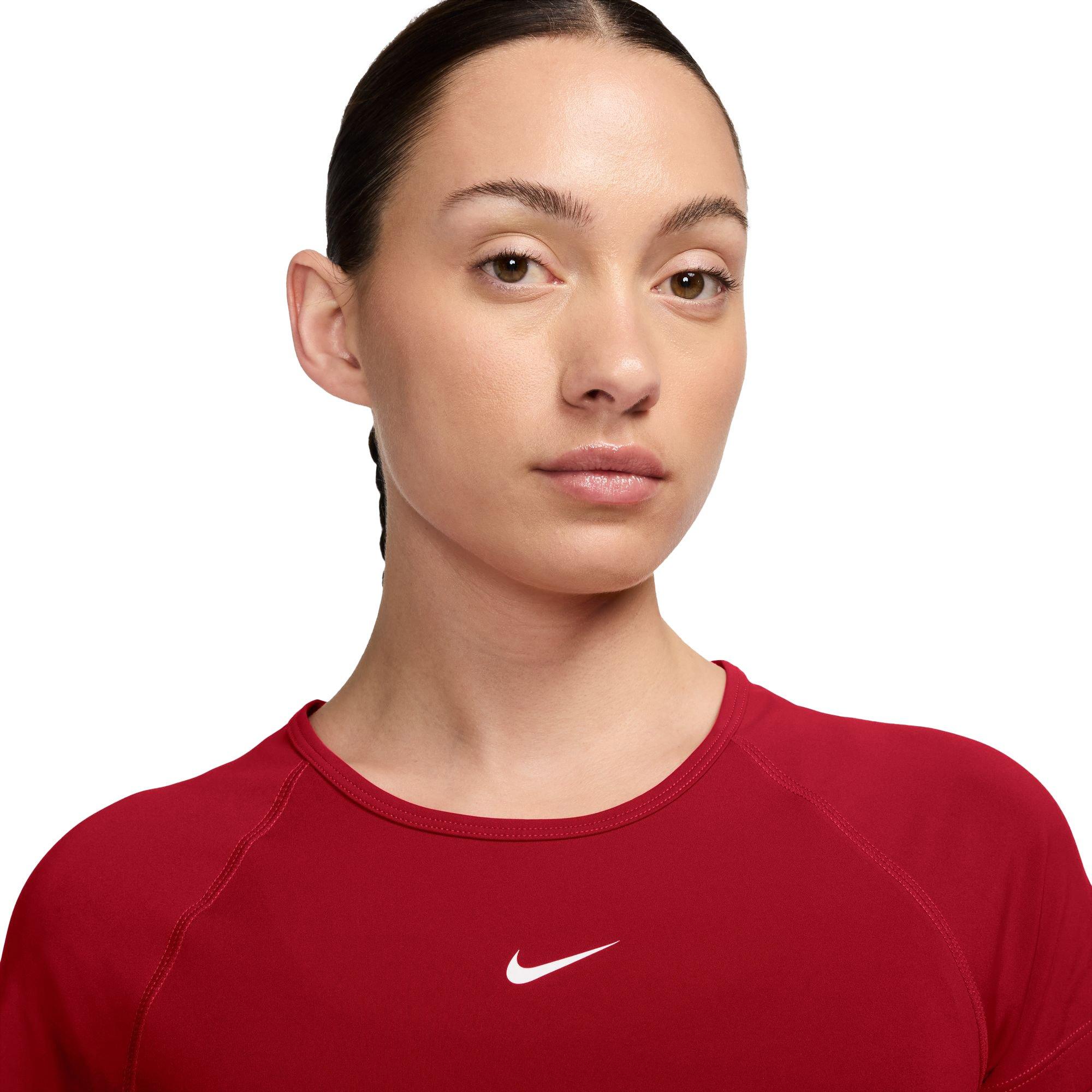 Nike Women's Dri-FIT Cropped Graphic Top - RED Thumbnail View 3