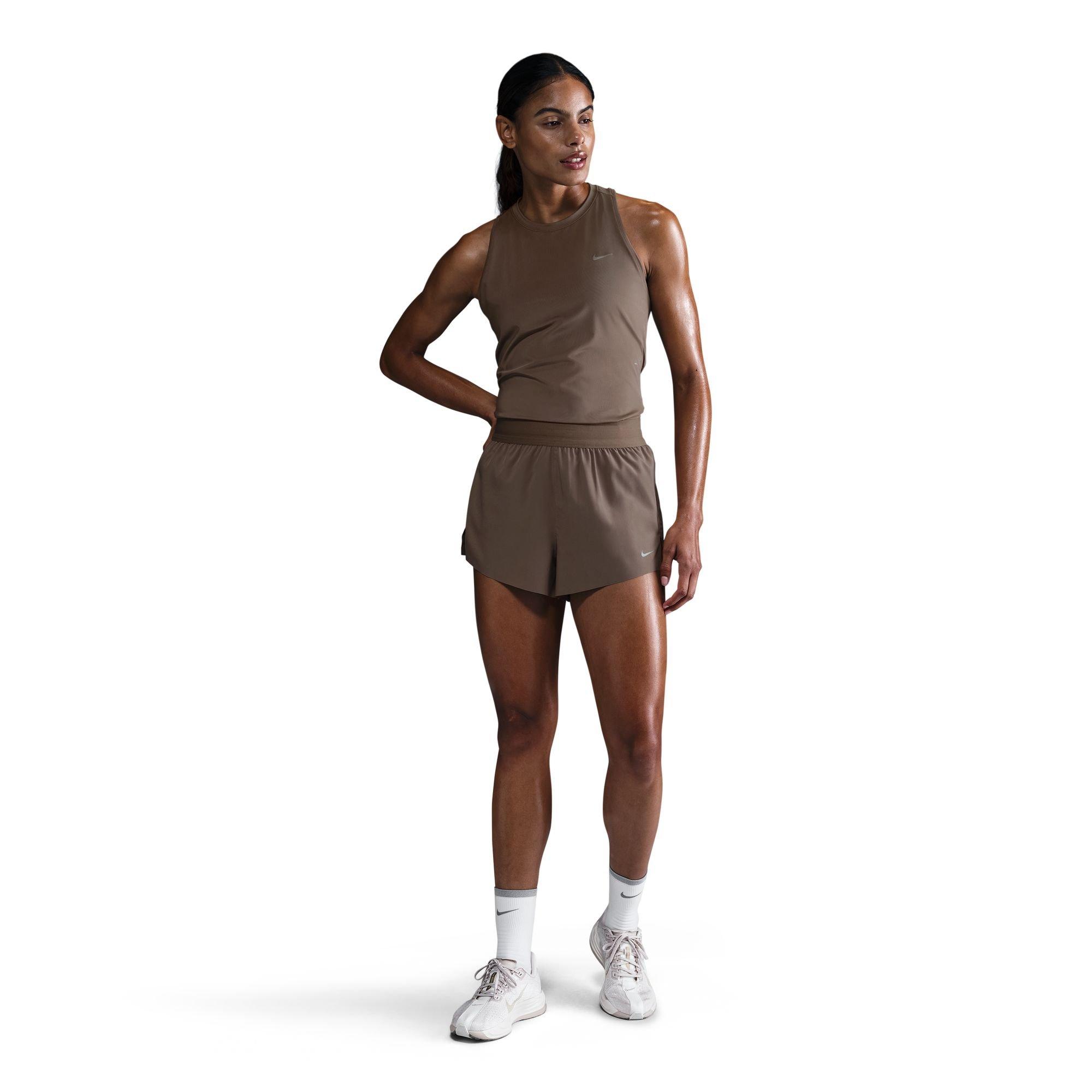 Nike Women's Swift Dri-FIT Mid-Rise 3" Brief-Lined Running Shorts - BROWN Thumbnail View 1