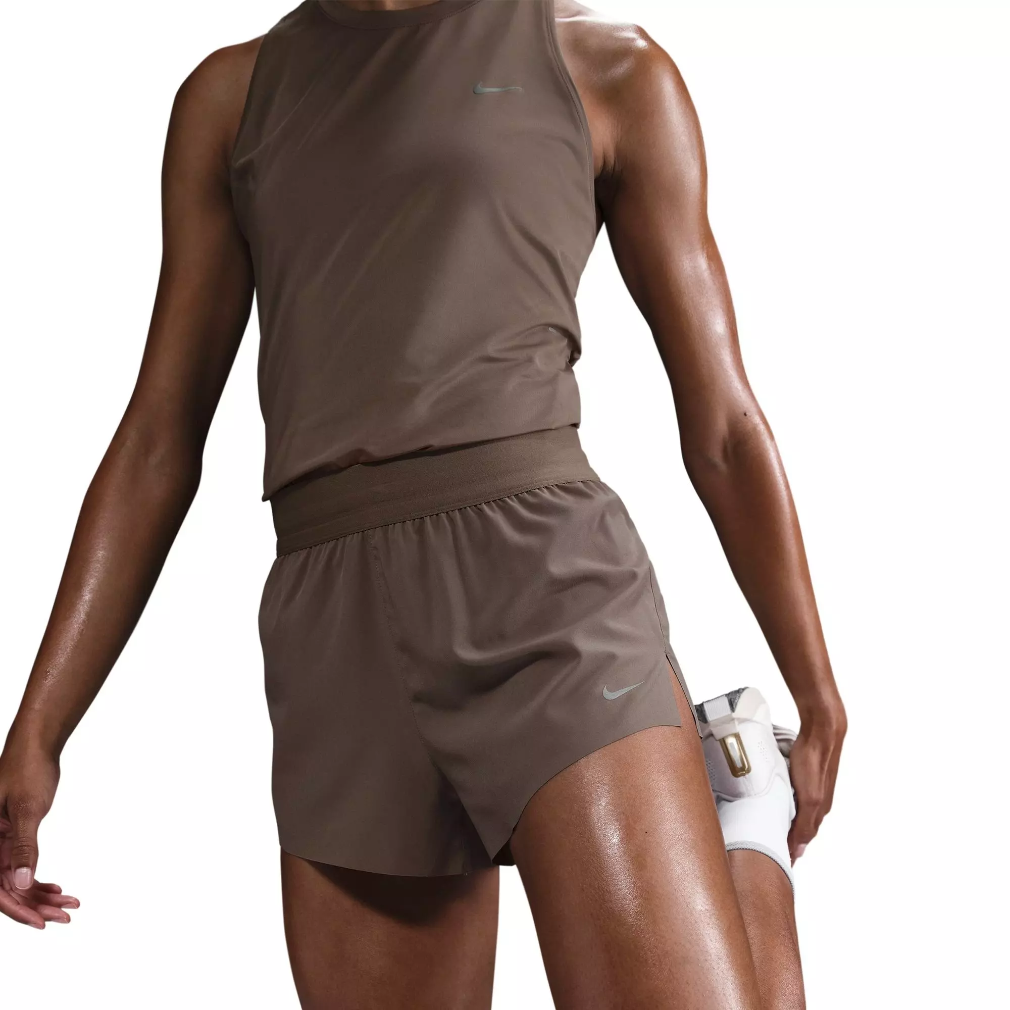 Nike Women's Swift Dri-FIT Mid-Rise 3" Brief-Lined Running Shorts - BROWN