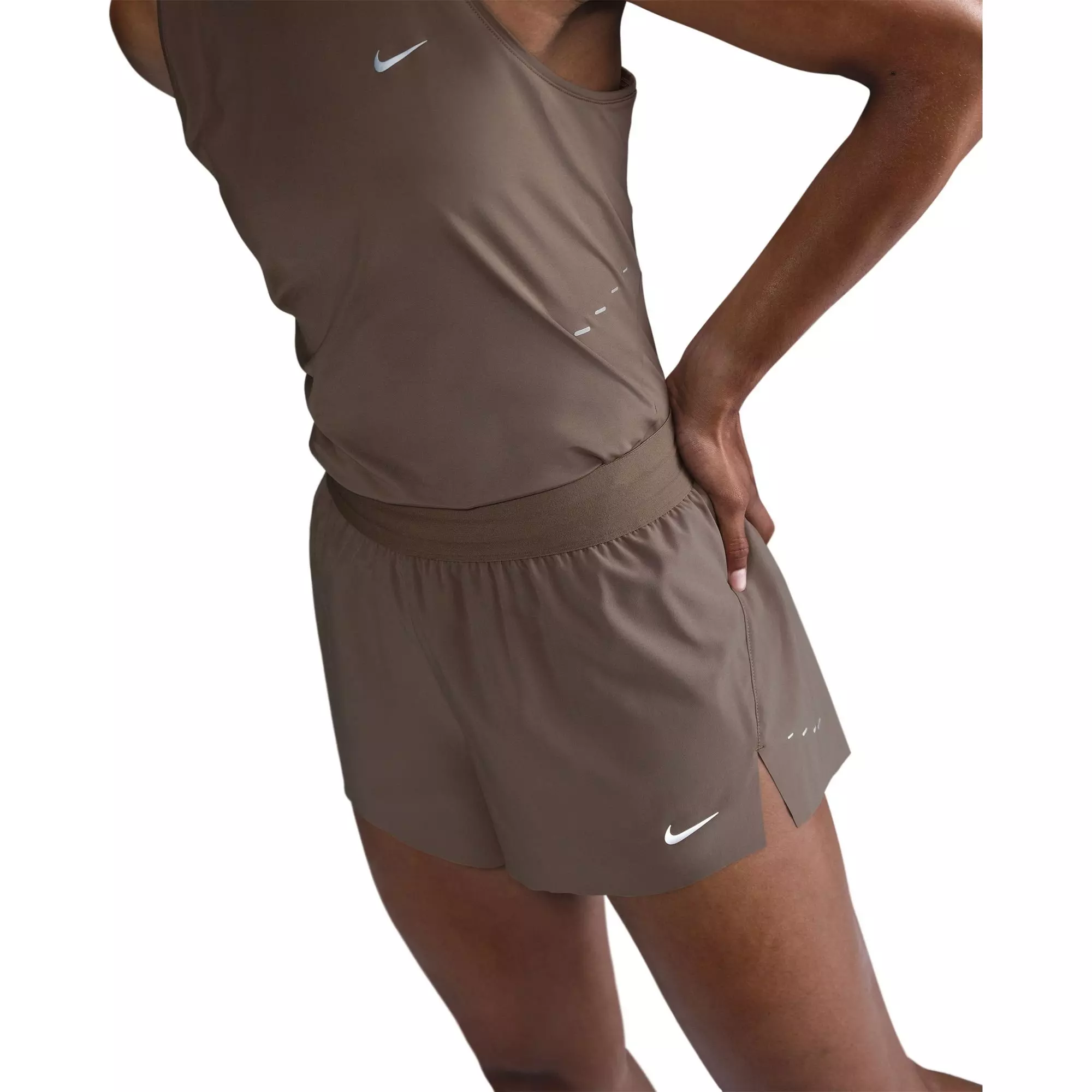 Nike Women's Swift Dri-FIT Mid-Rise 3" Brief-Lined Running Shorts - BROWN
