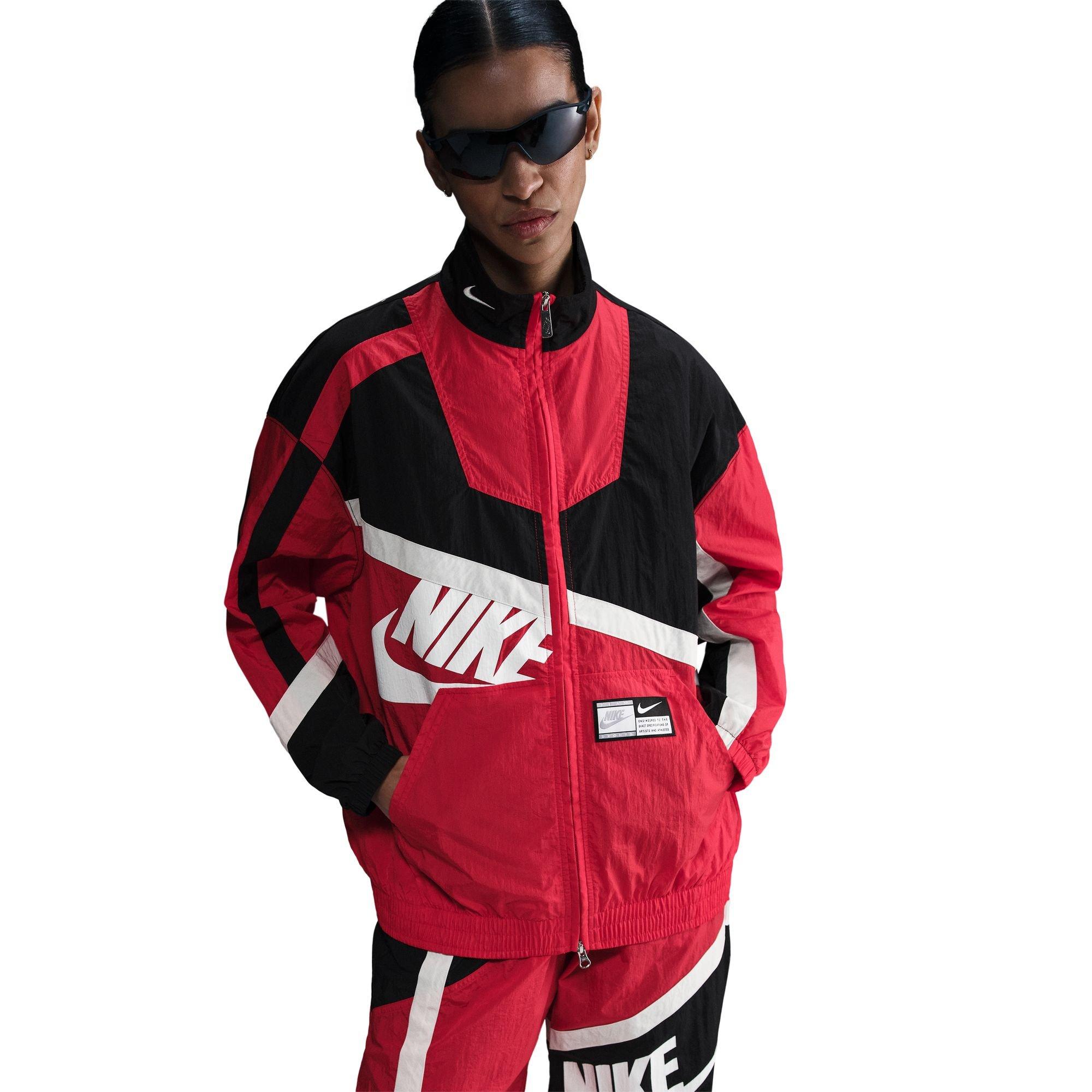 Nike Women's Sportswear Street Woven Jacket - RED Thumbnail View 3