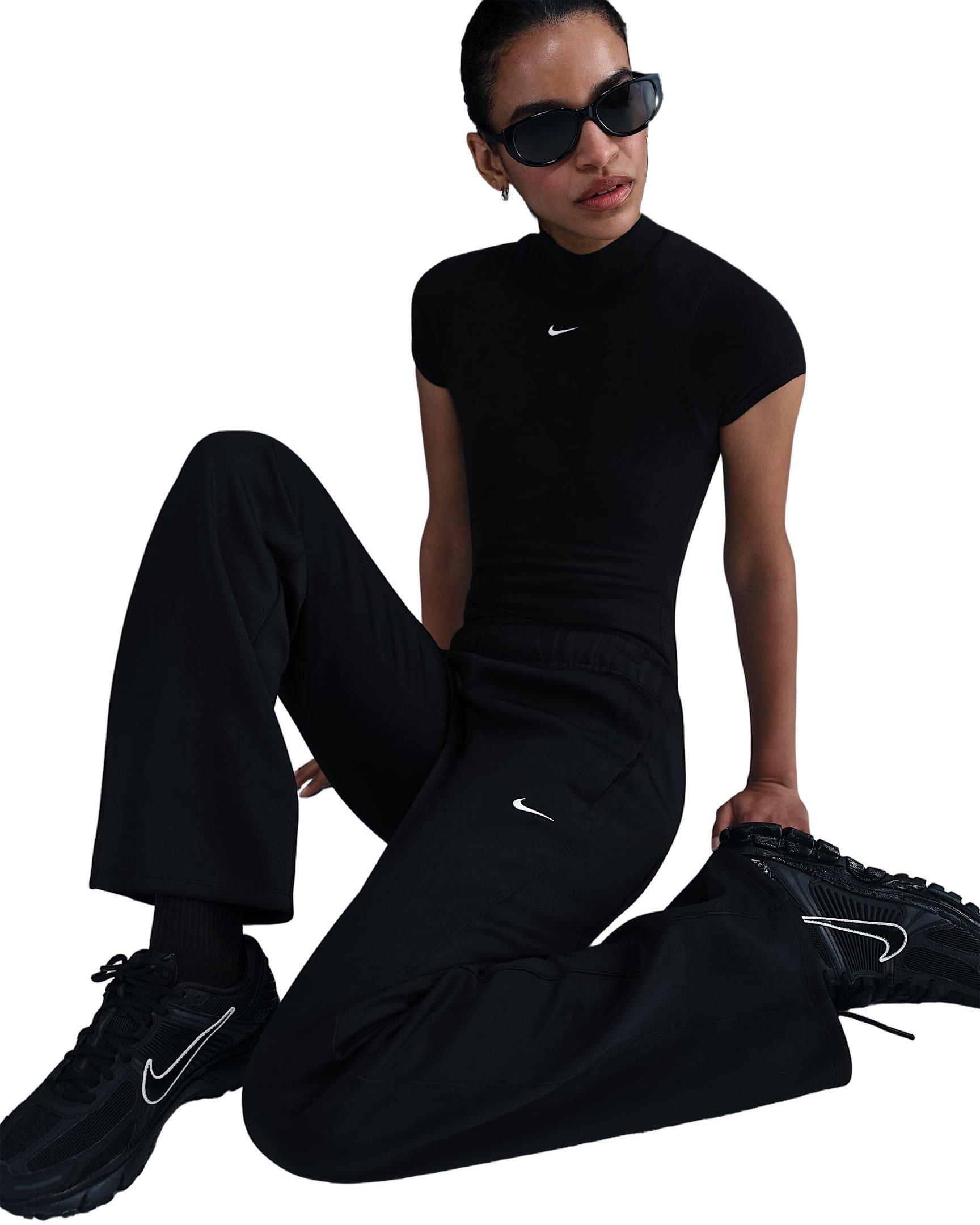 Nike Women's Sportswear Windrunner Mid-Rise Slim Knit Pants -Black - BLACK Thumbnail View 3