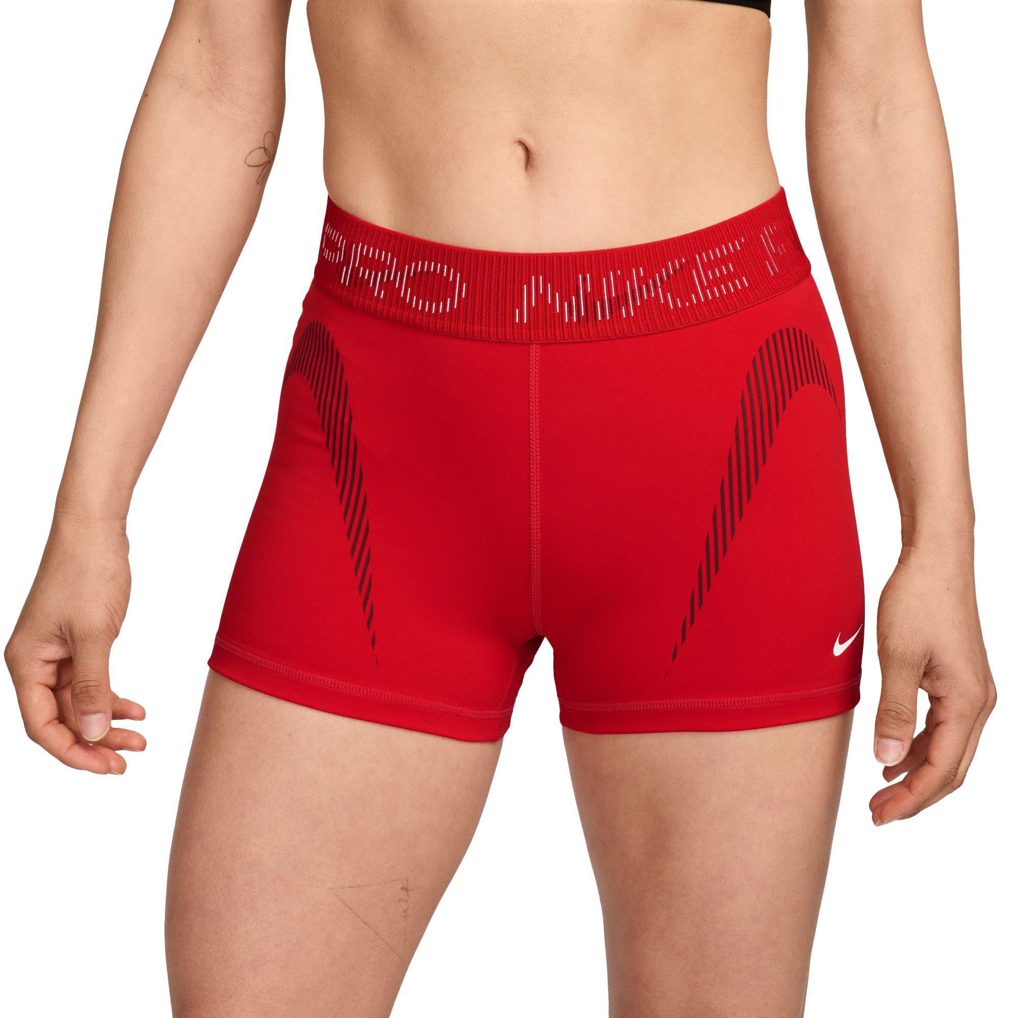 Nike Women's Pro Dri-FIT Mid-Rise Bike Shorts - RED Thumbnail View 1