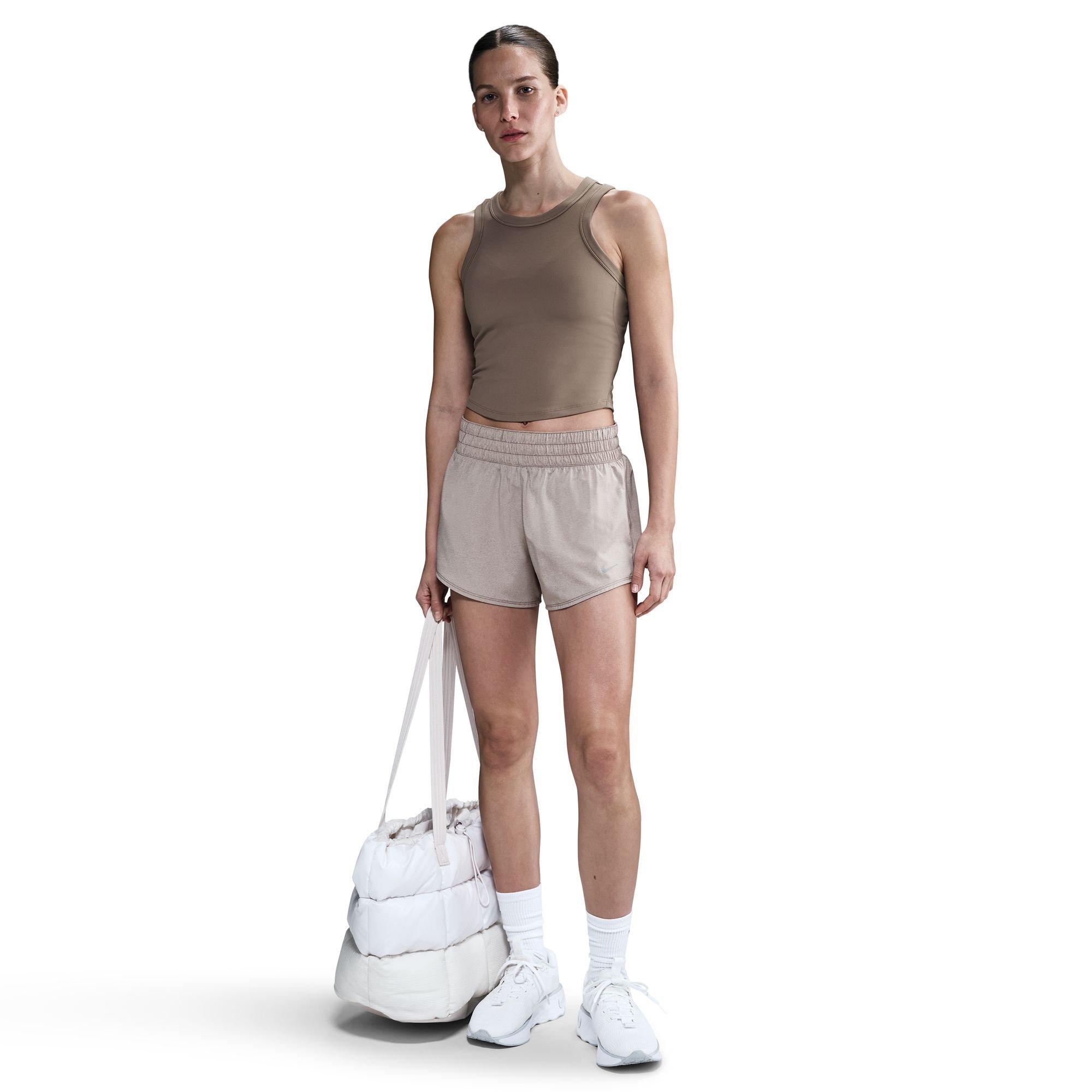 Nike Women's One Dri-FIT Mid-Rise 3" Brief-Lined Shorts - BROWN Thumbnail View 1