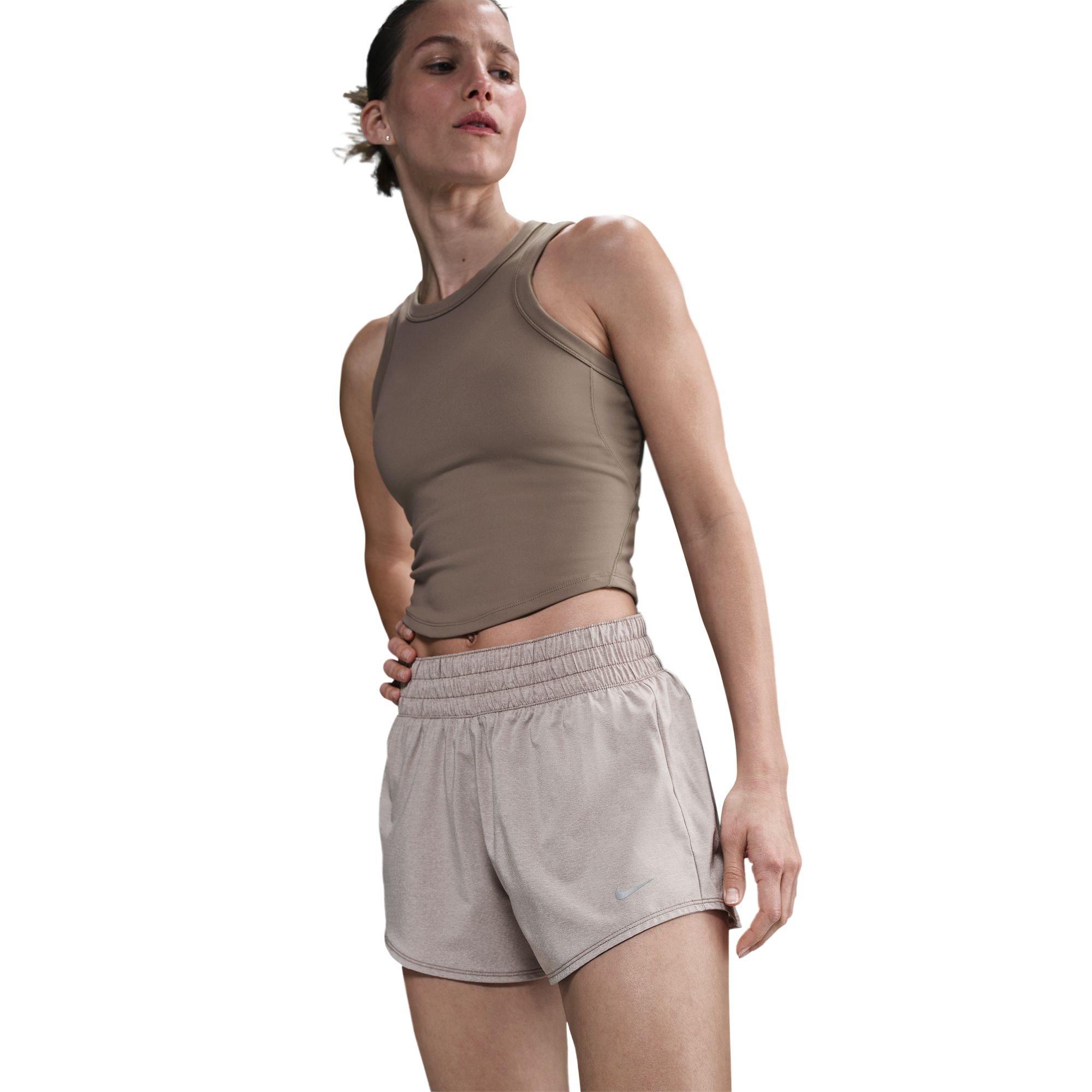 Nike Women's One Dri-FIT Mid-Rise 3" Brief-Lined Shorts - BROWN Thumbnail View 3