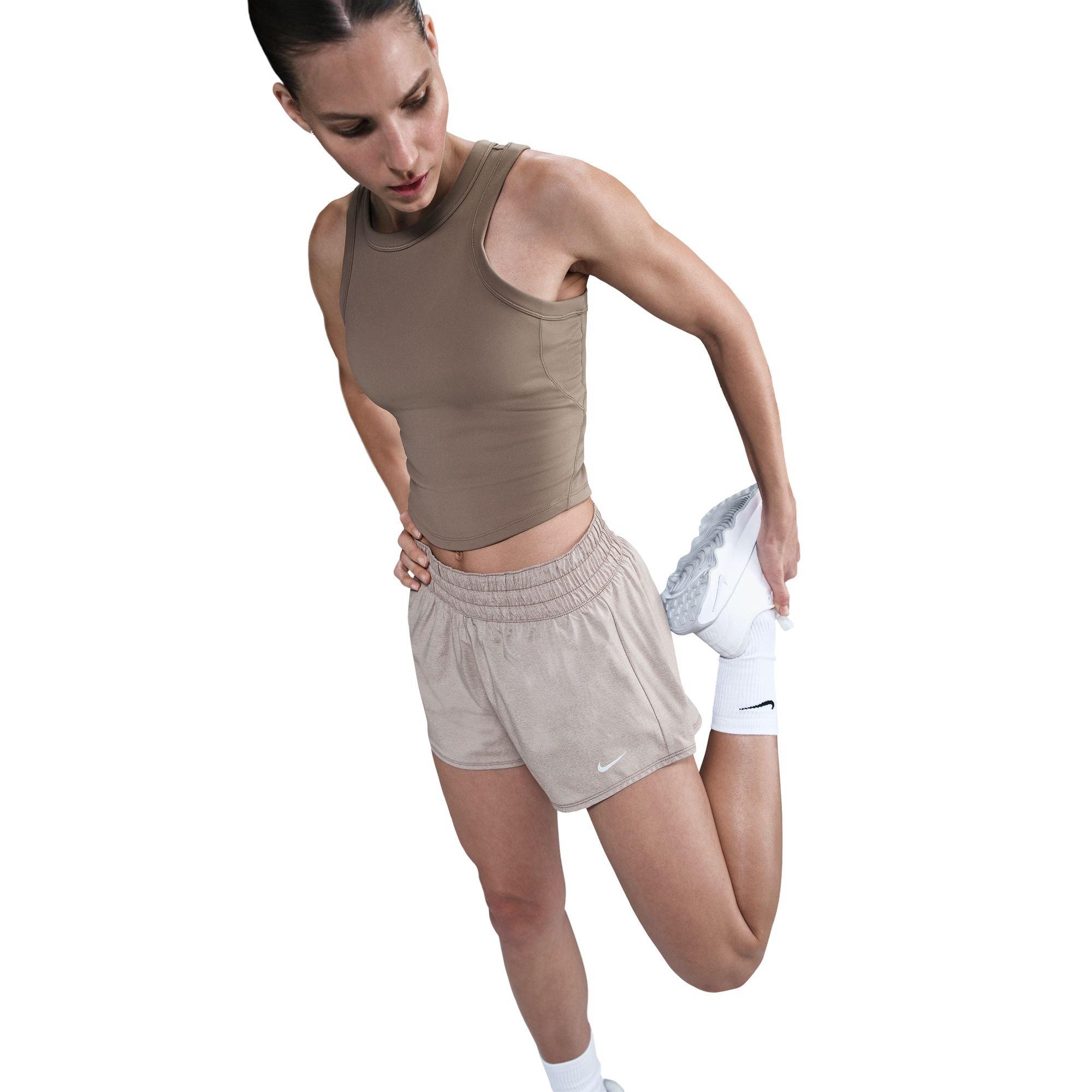 Nike Women's One Dri-FIT Mid-Rise 3" Brief-Lined Shorts - BROWN Thumbnail View 5