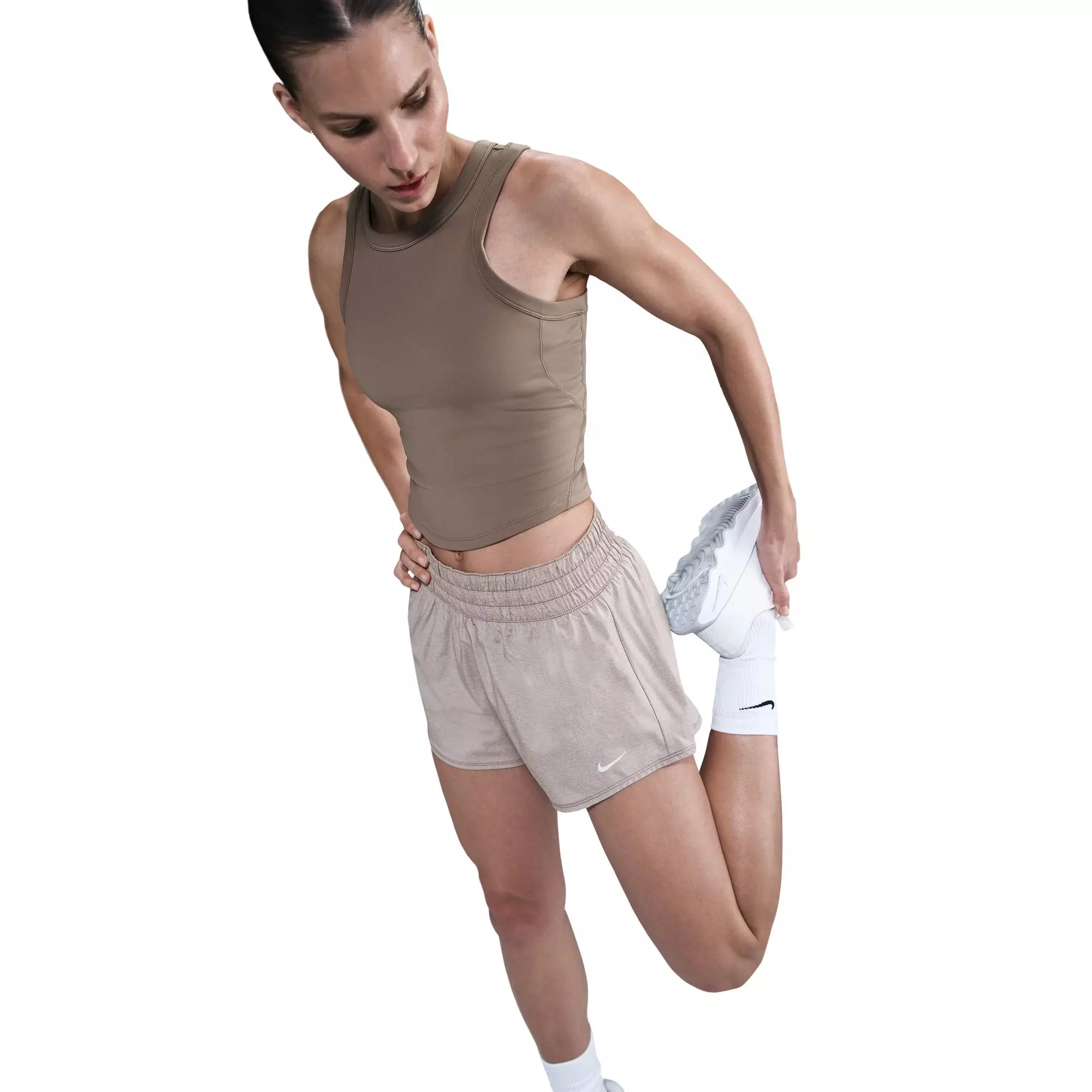 Nike Women's One Dri-FIT Mid-Rise 3" Brief-Lined Shorts - BROWN