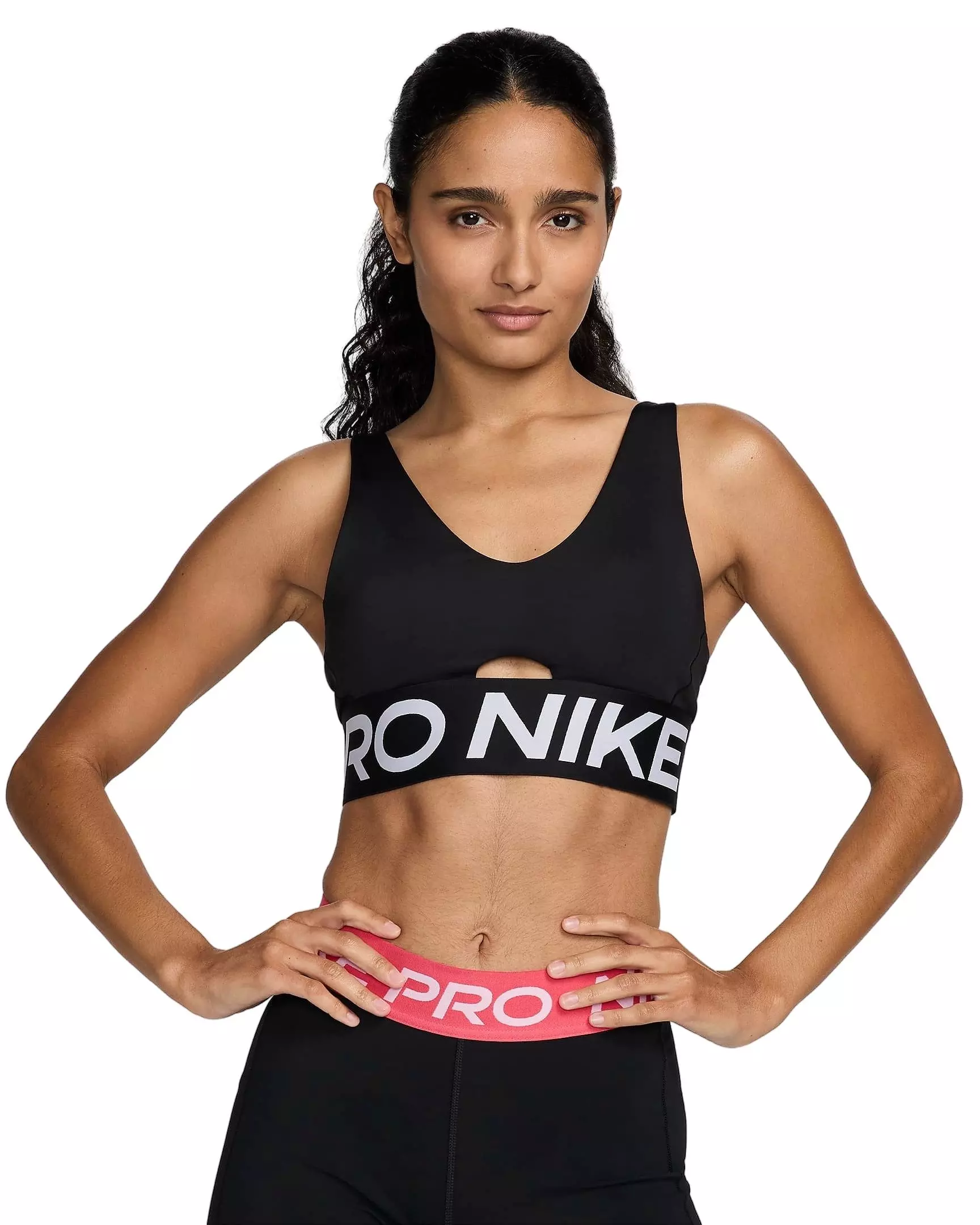 Nike Women's Pro Indy Plunge SP25 Med-Support Padded Sports Bra - Black - BLACK