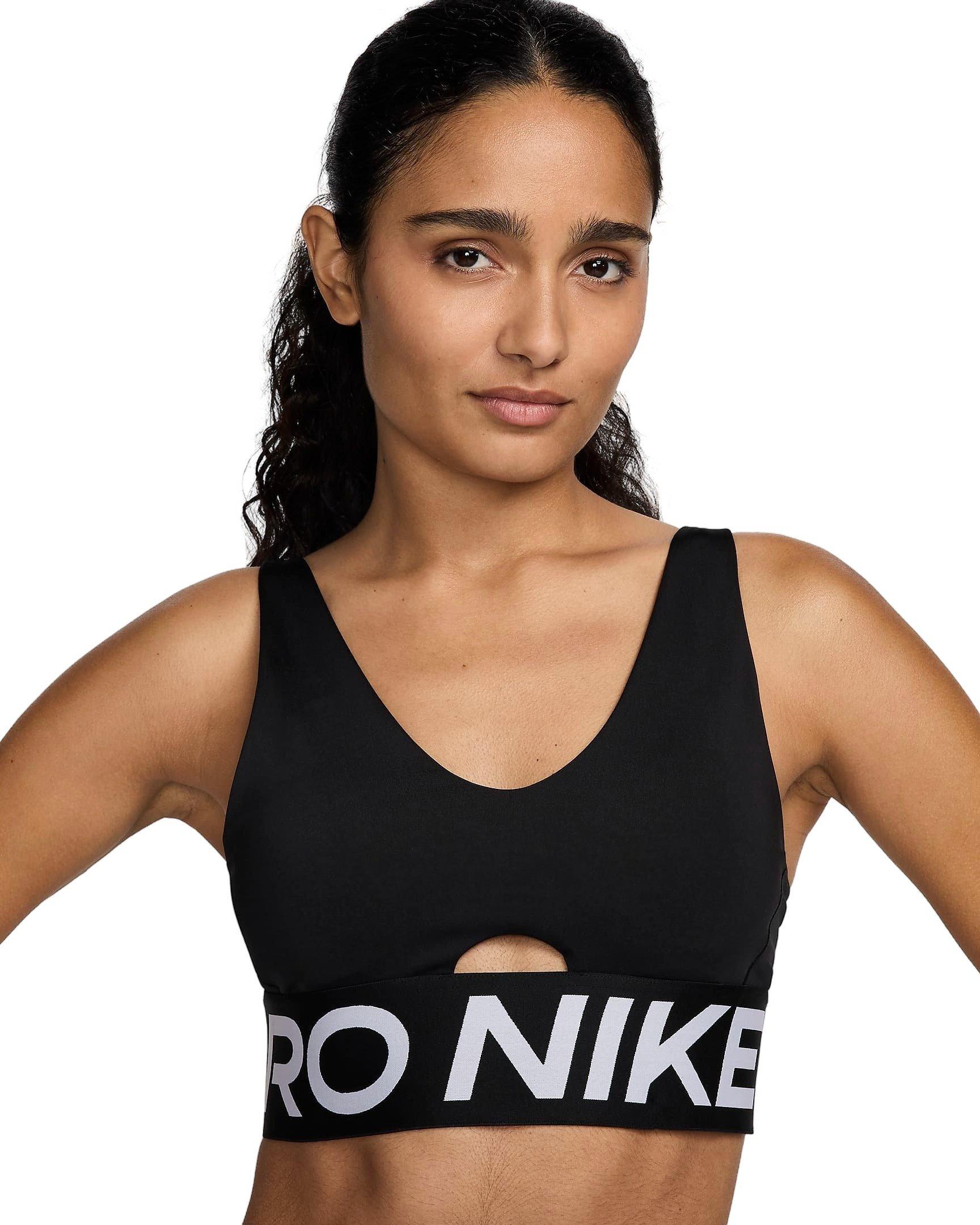 Nike Women's Pro Indy Plunge SP25 Med-Support Padded Sports Bra -Black - BLACK Thumbnail View 3