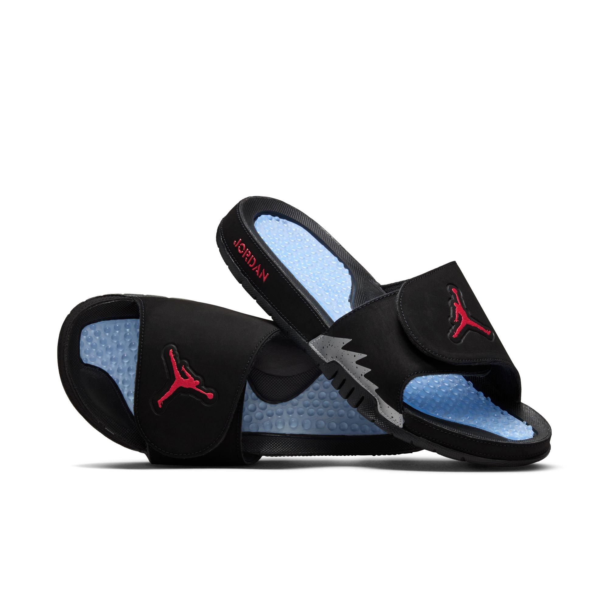 Jordan Hydro V Retro "Black/Fire Red/Silver" Men's Slide - BLACK/SILVER Thumbnail View 5