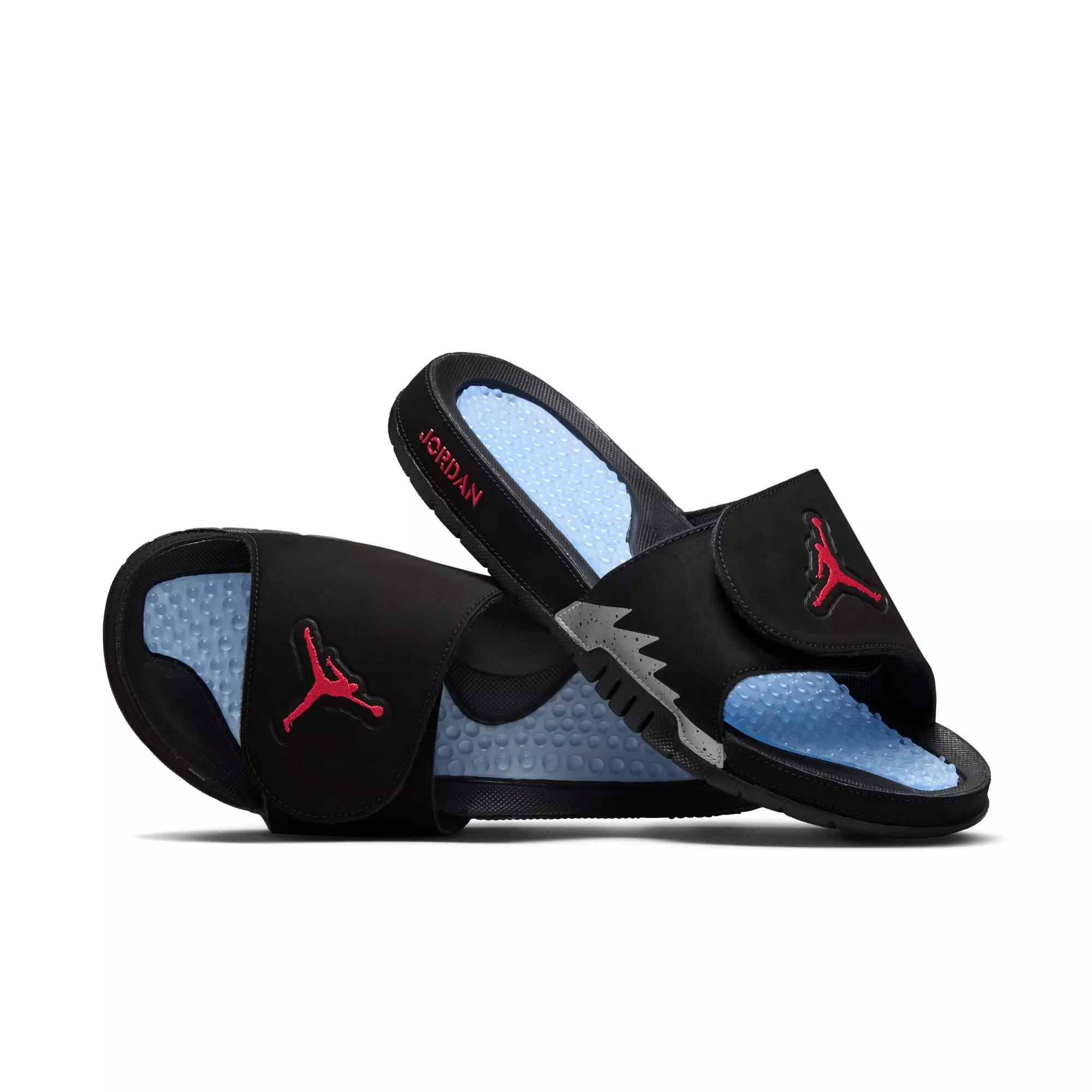 Jordan Hydro V Retro "Black/Fire Red/Silver" Men's Slide - BLACK/SILVER
