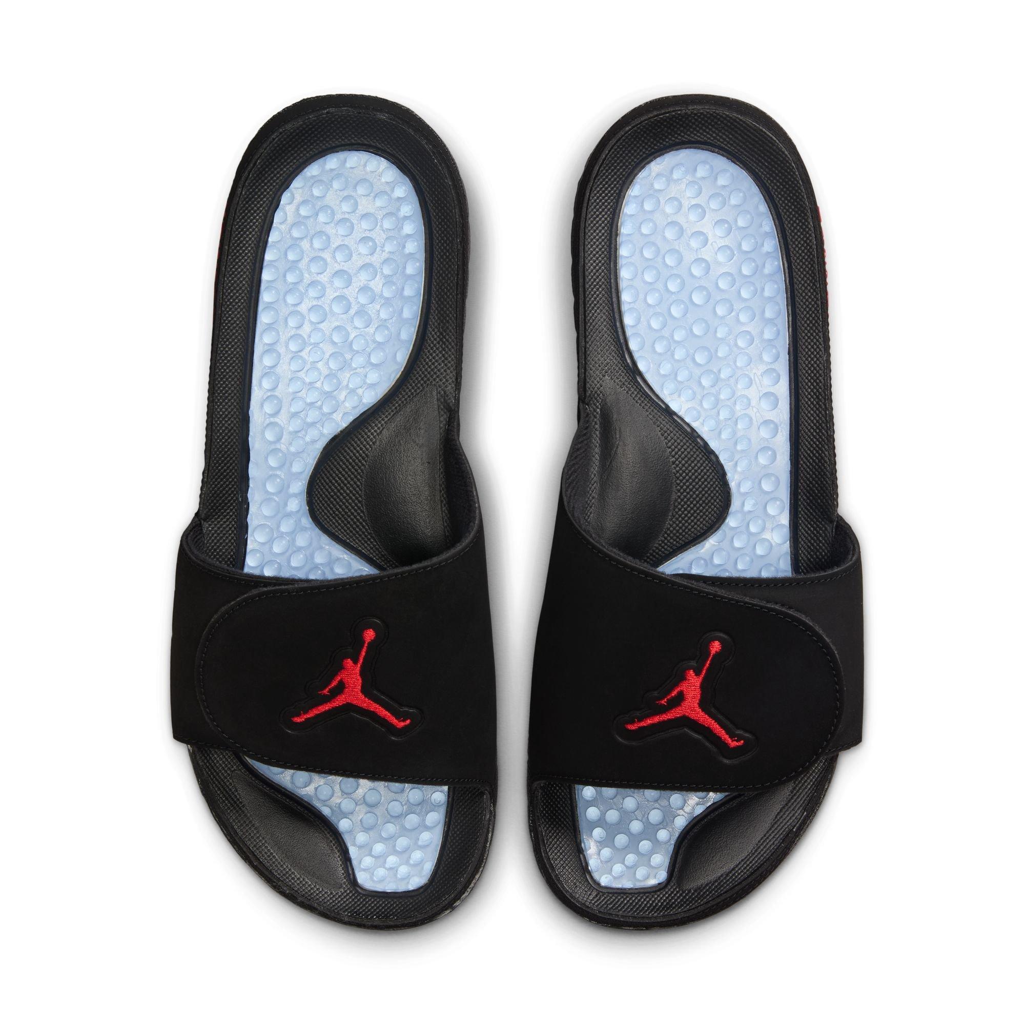 Jordan Hydro V Retro "Black/Fire Red/Silver" Men's Slide - BLACK/SILVER Thumbnail View 6