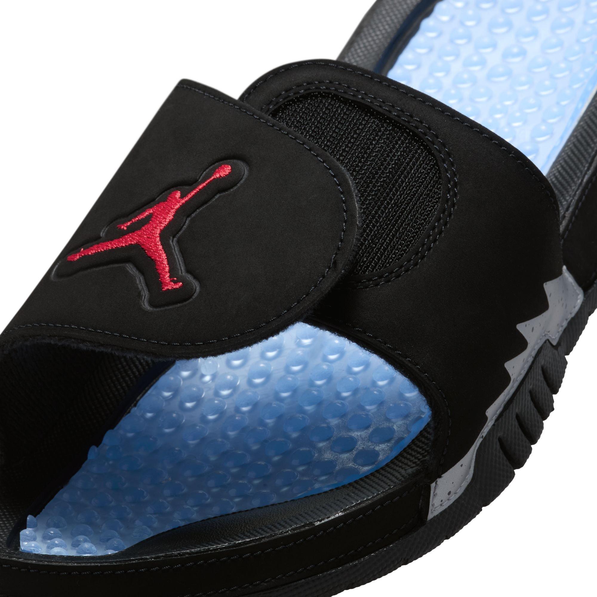 NIKE★JORDAN HYDRO V SLIDE★BLACK/FIRE RED-SILVER Jordan Hydro V Retro Men's Slide Sandals, Black/Fire Red