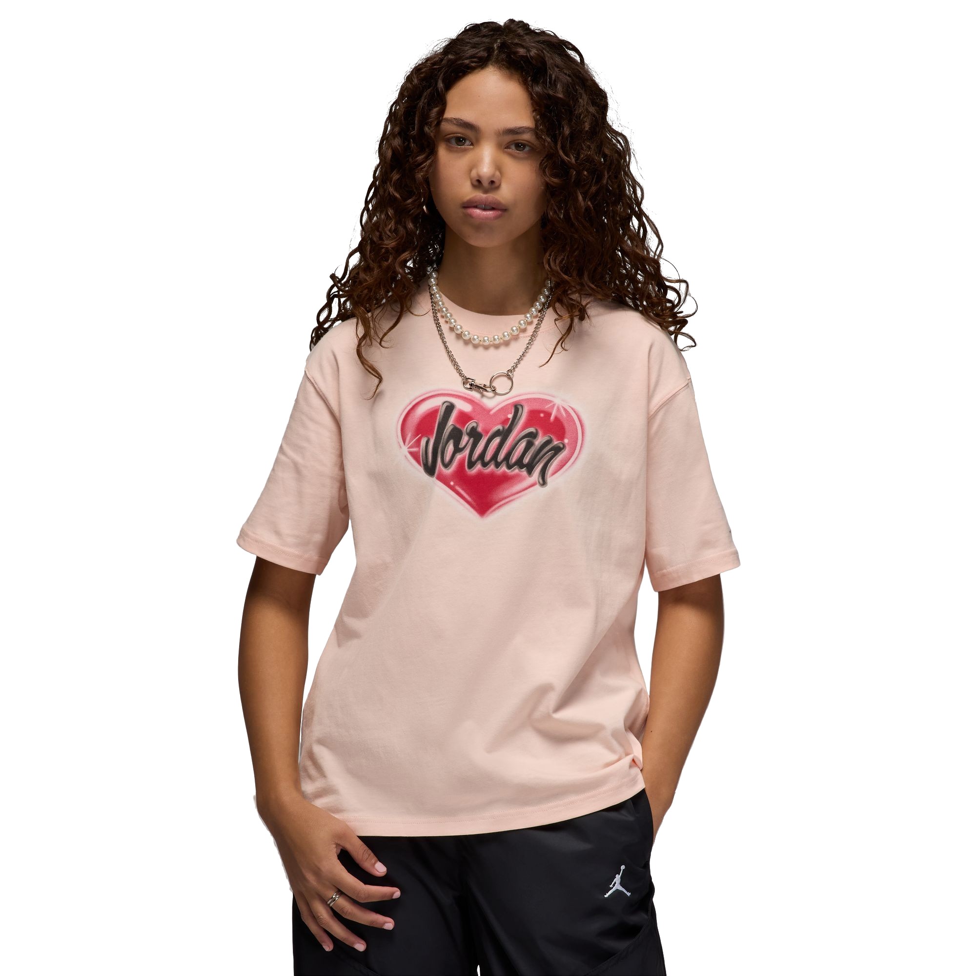Jordan Women's Girlfriend Heart Graphic Tee - PEACH Thumbnail View 1