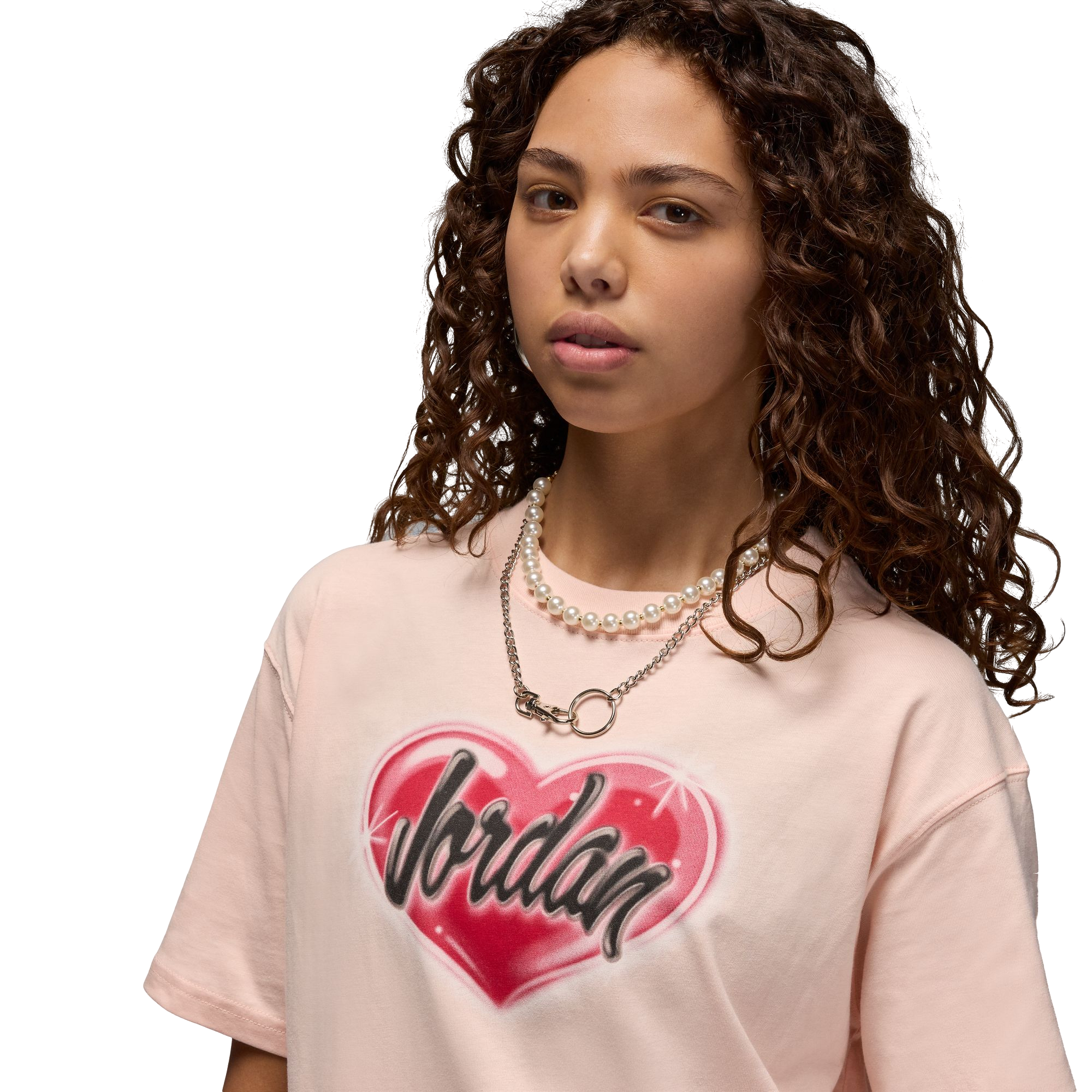 Jordan Women's Girlfriend Heart Graphic Tee - PEACH Thumbnail View 3