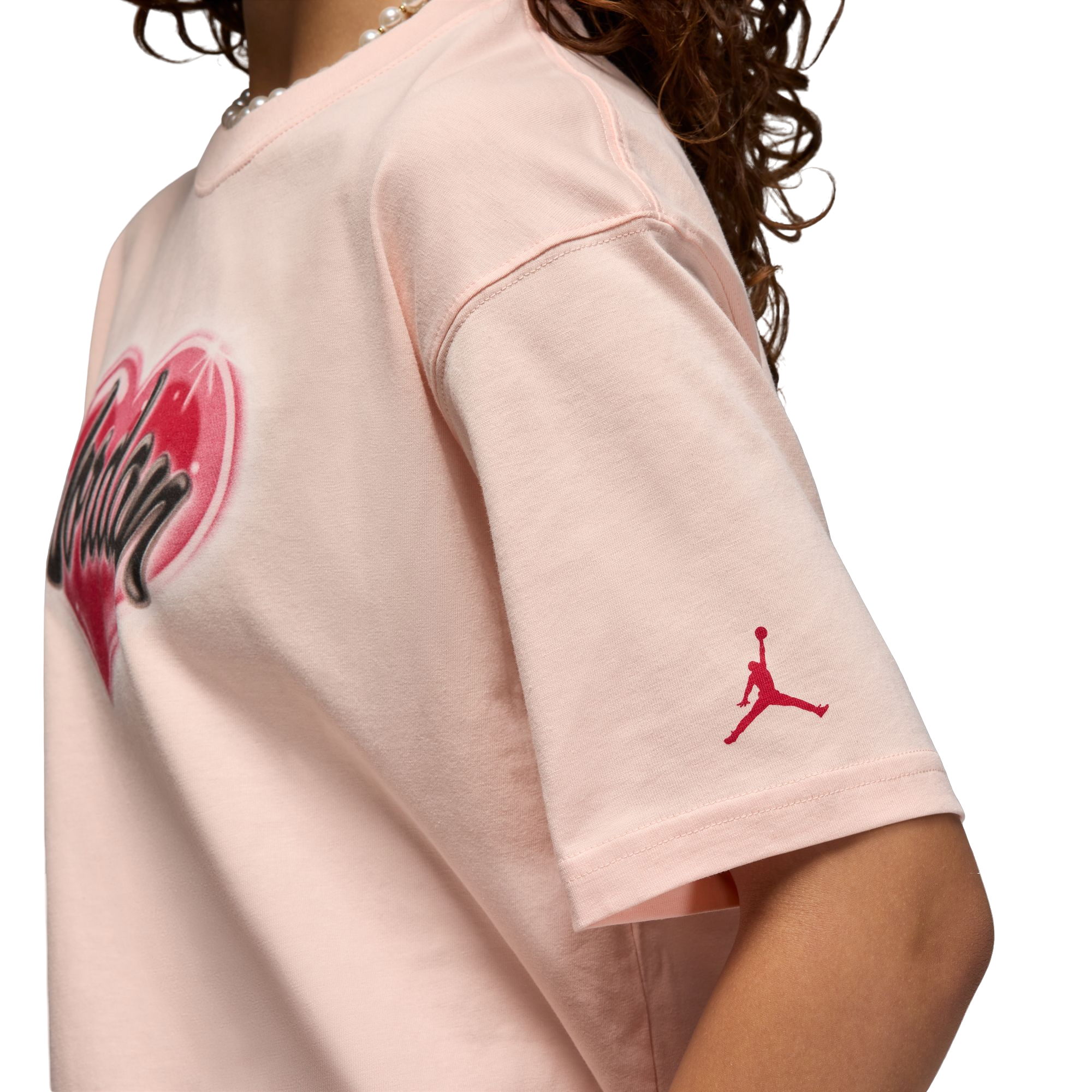 Jordan Women's Girlfriend Heart Graphic Tee - PEACH Thumbnail View 4