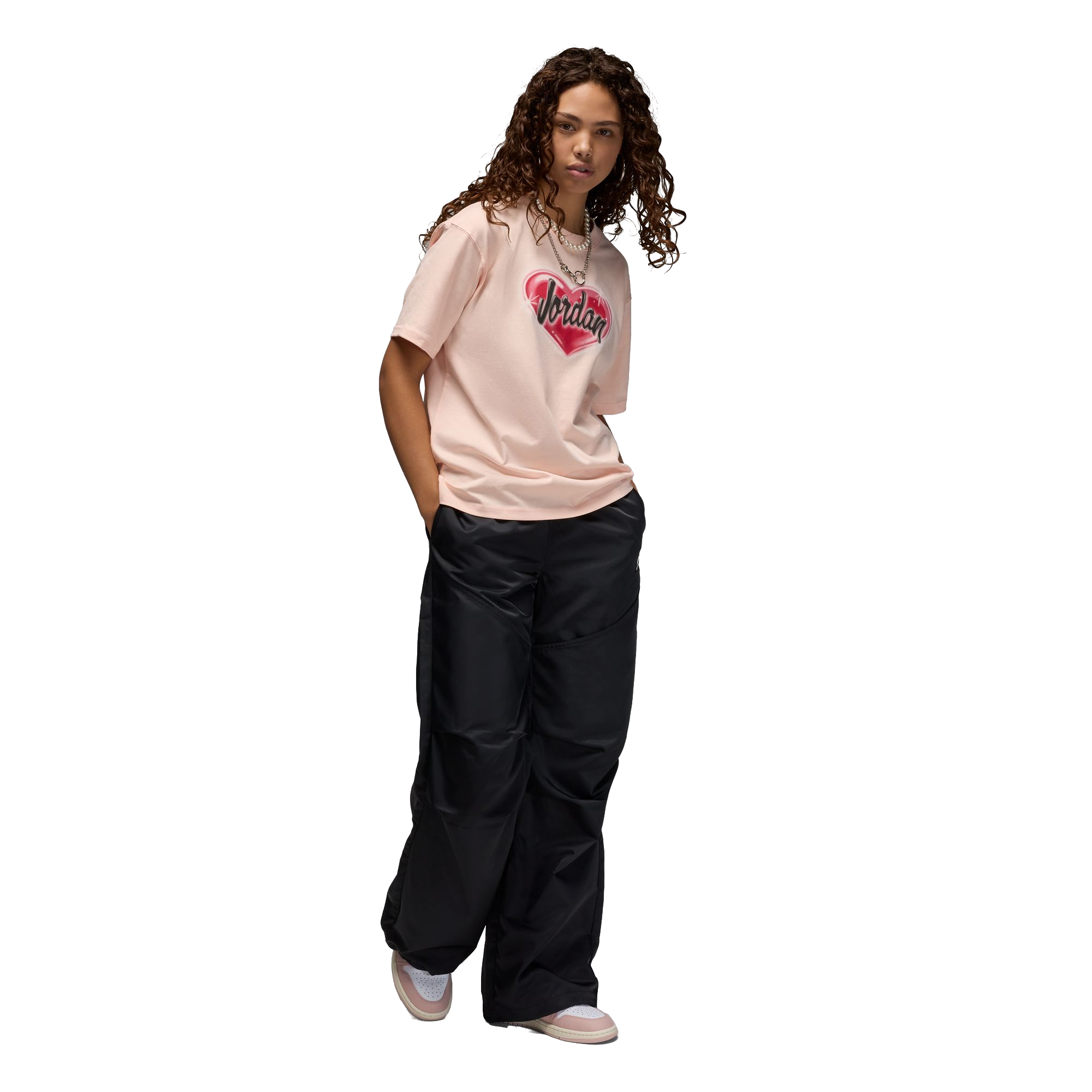 Jordan Women's Girlfriend Heart Graphic Tee - PEACH Thumbnail View 5