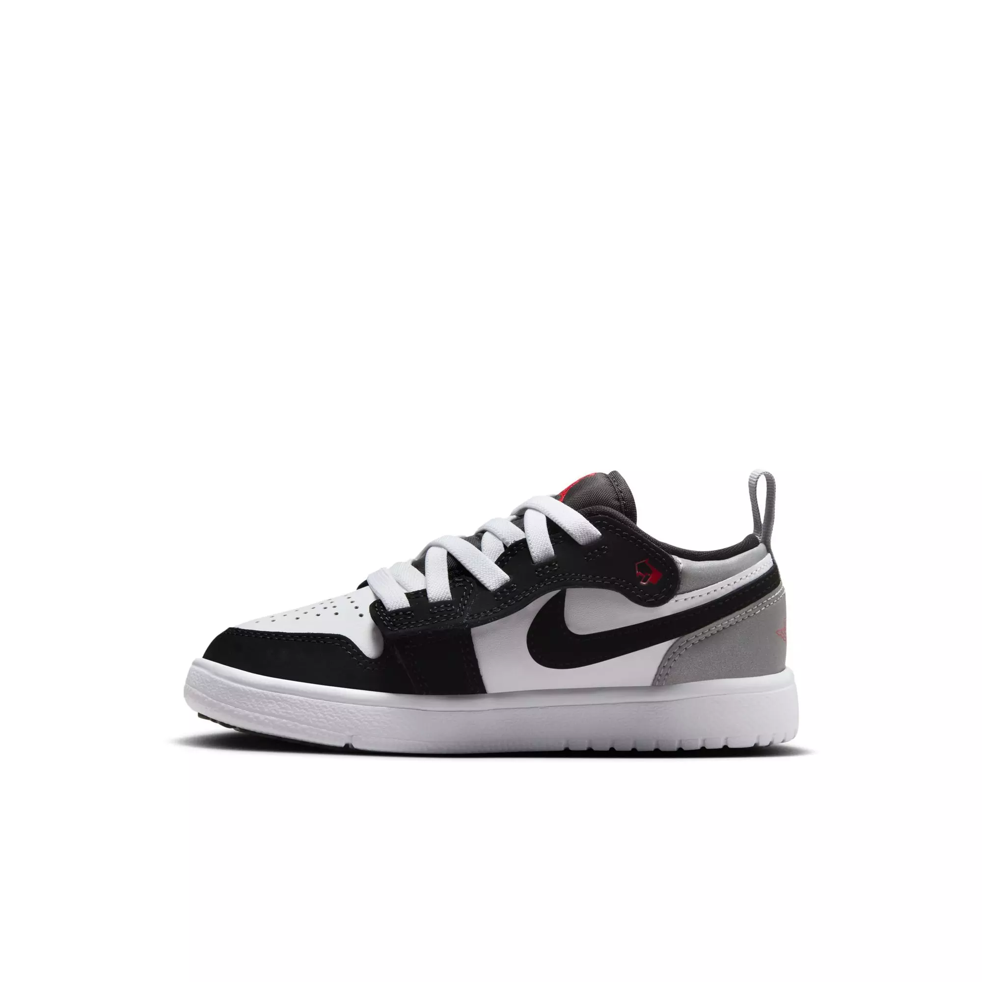 Jordan 1 Low Alt SE "White/Fire Red/Black/Matte Silver" Preschool Boys' Shoe - BLACK/RED