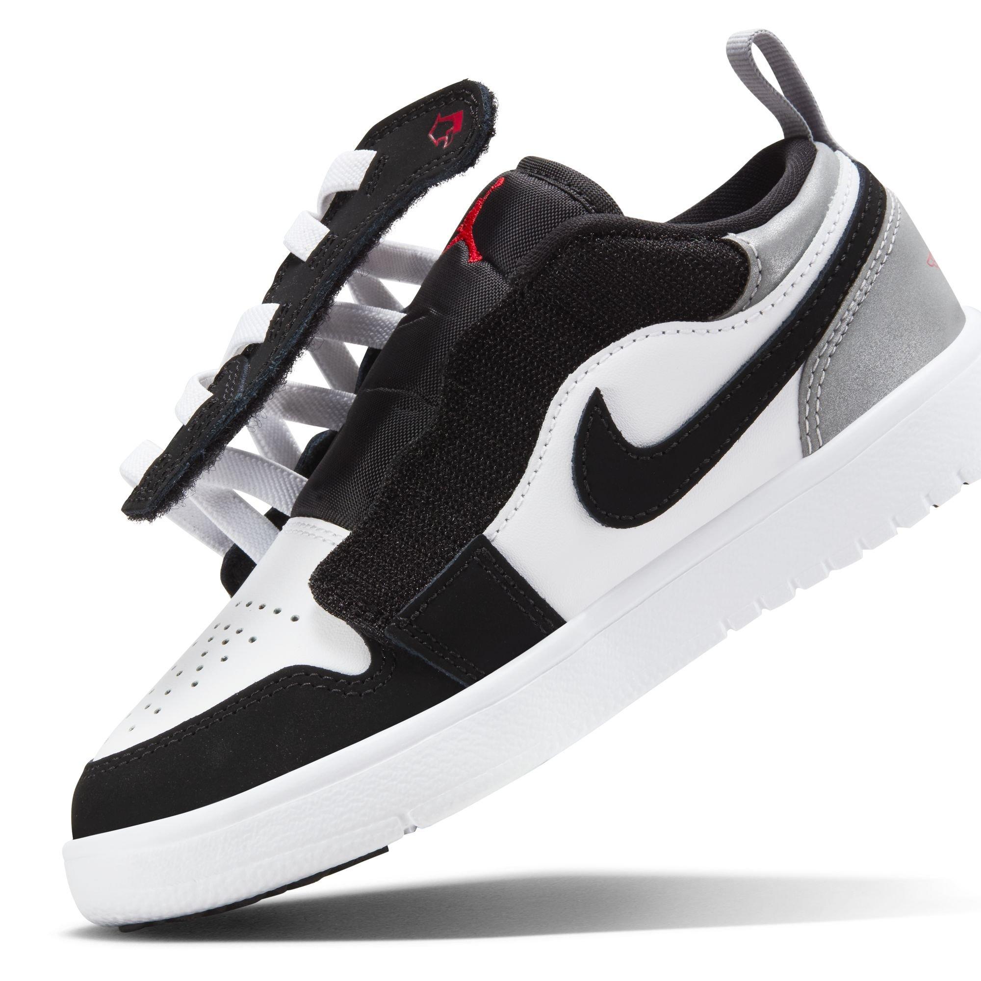 Jordan 1 Low Alt SE Preschool Boys' "White/Fire Red/Black/Matte Silver" Shoe