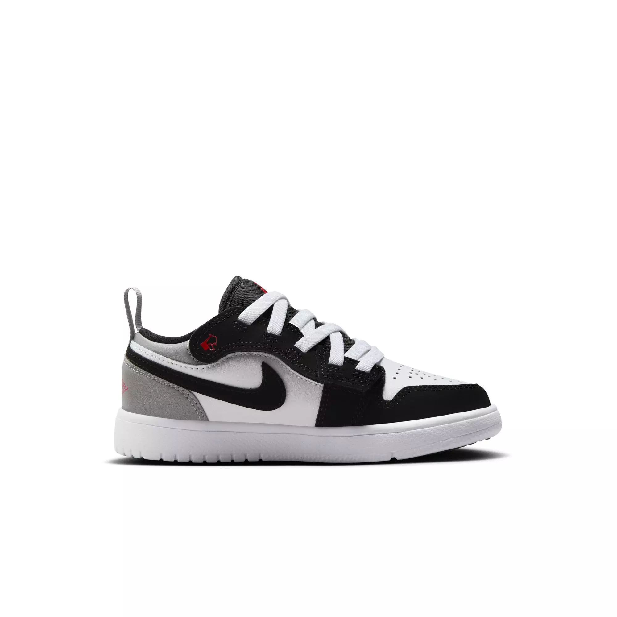 Jordan 1 Low Alt SE "White/Fire Red/Black/Matte Silver" Preschool Boys' Shoe - BLACK/RED