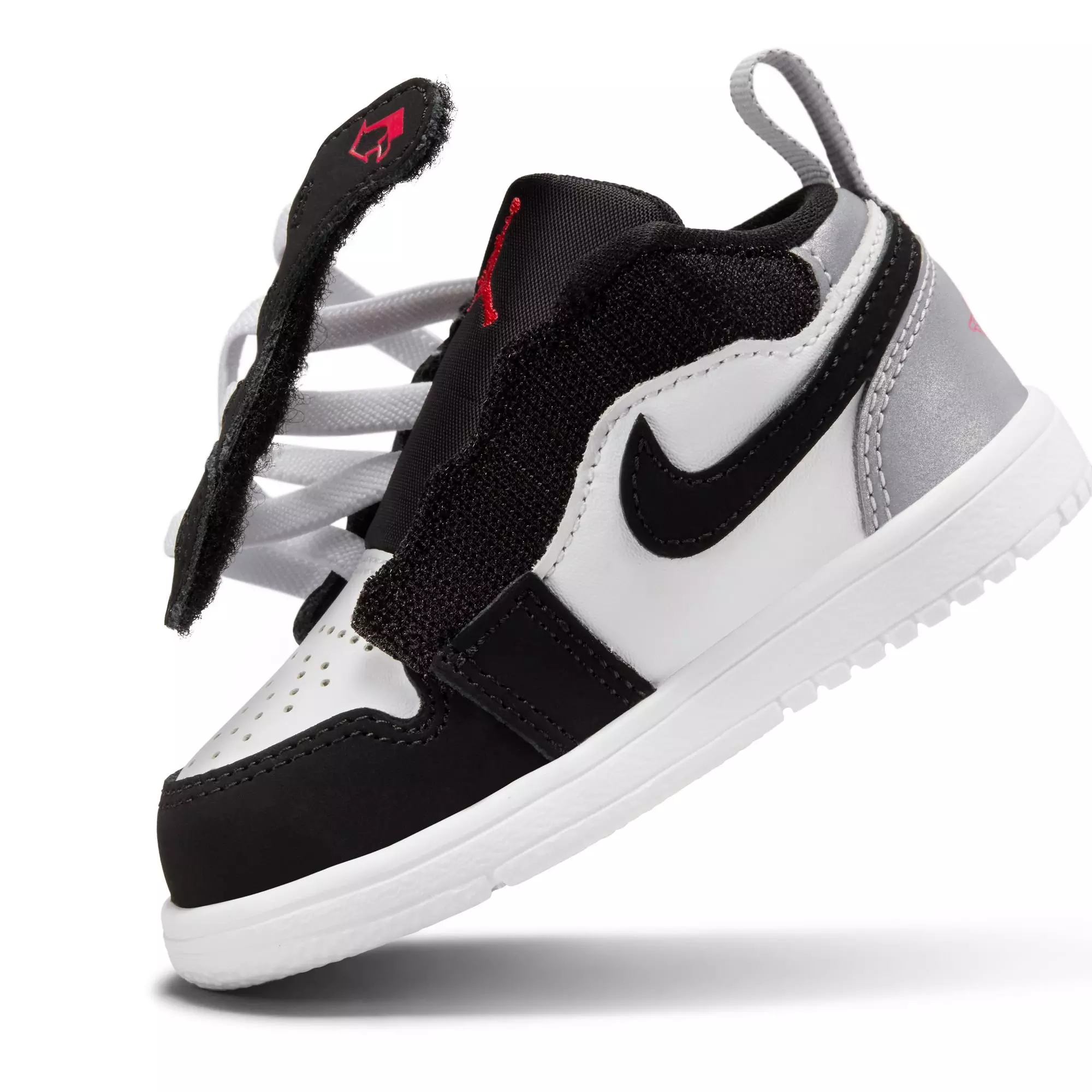 Jordan 1 Low Alt SE "White/Fire Red/Black/Matte Silver" Toddler Boys' Shoe - BLACK/RED