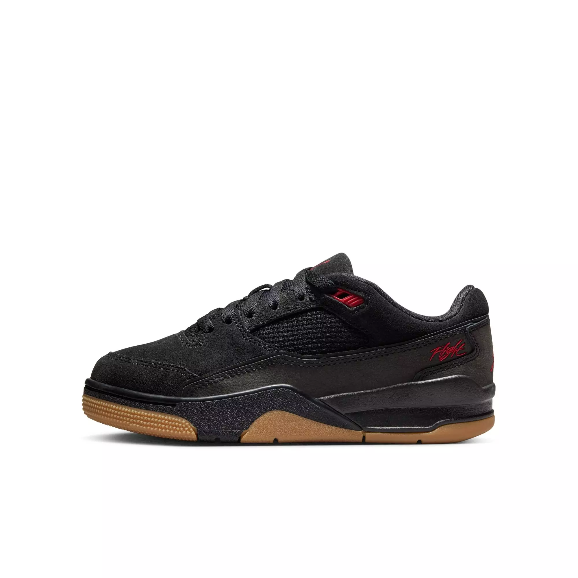 Jordan Flight Court "Black/Varsity Red/Gum Med Brown" Grade School Boys' Shoe - BLACK/GUM