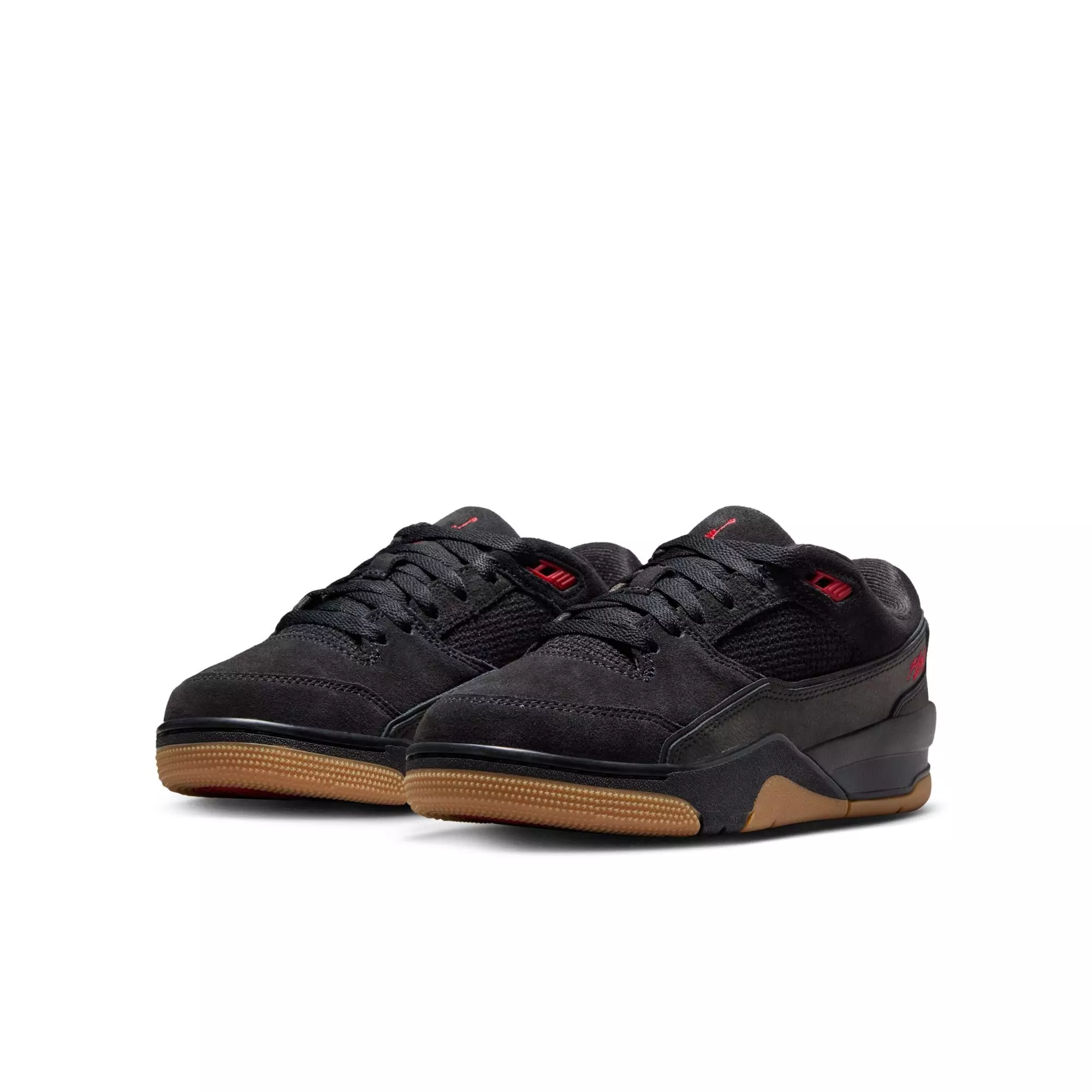 Jordan Flight Court "Black/Varsity Red/Gum Med Brown" Grade School Boys' Shoe - BLACK/GUM