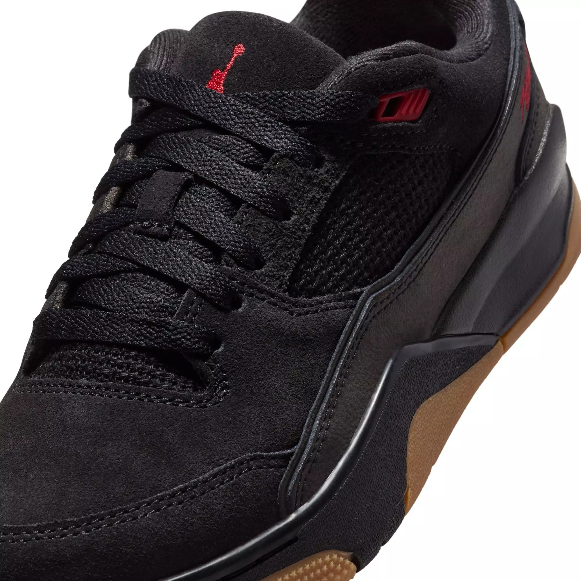 Jordan Flight Court "Black/Varsity Red/Gum Med Brown" Grade School Boys' Shoe - BLACK/GUM