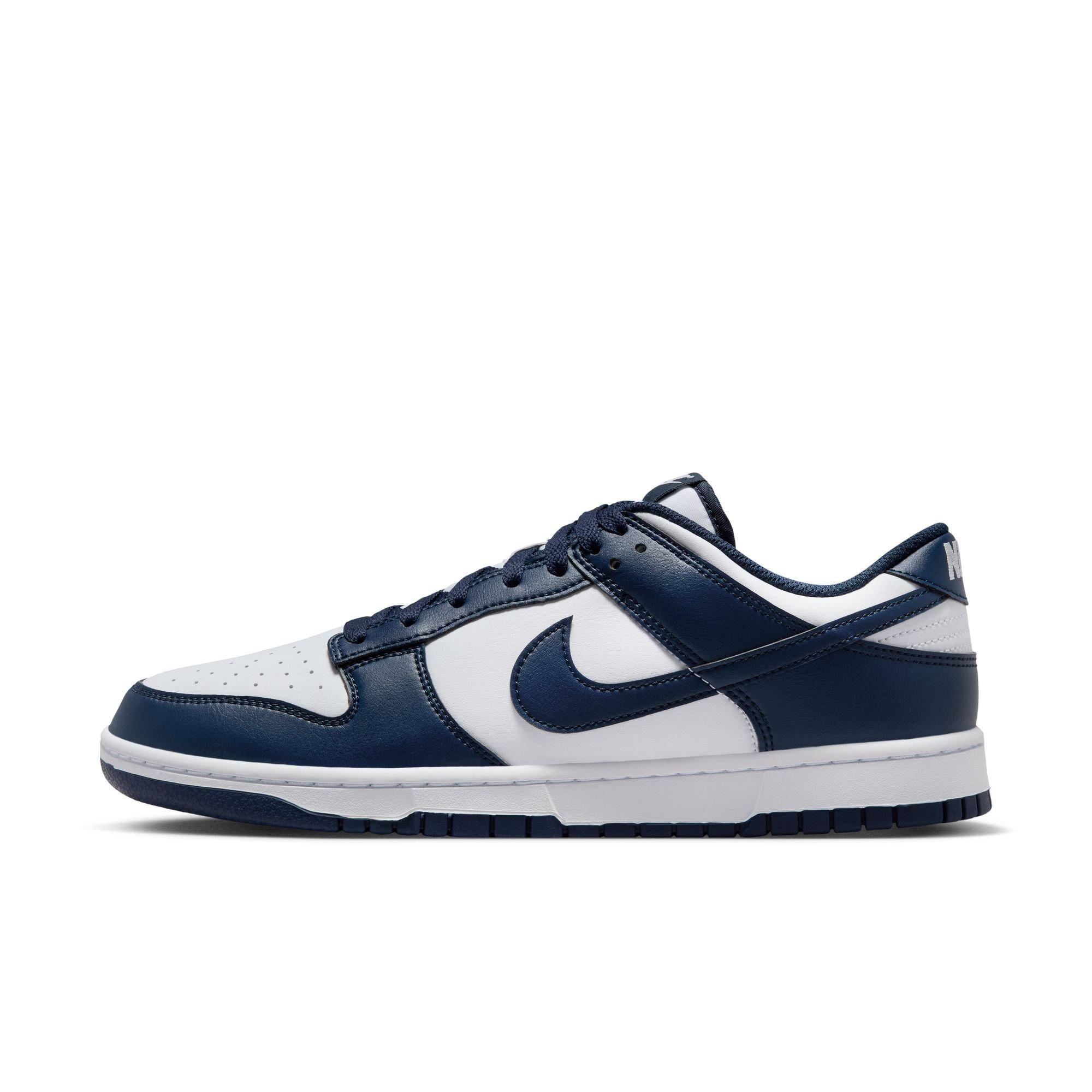 Nike Dunk Low Retro "White/Midnight Navy" Men's Shoe - WHITE/NAVY Thumbnail View 3