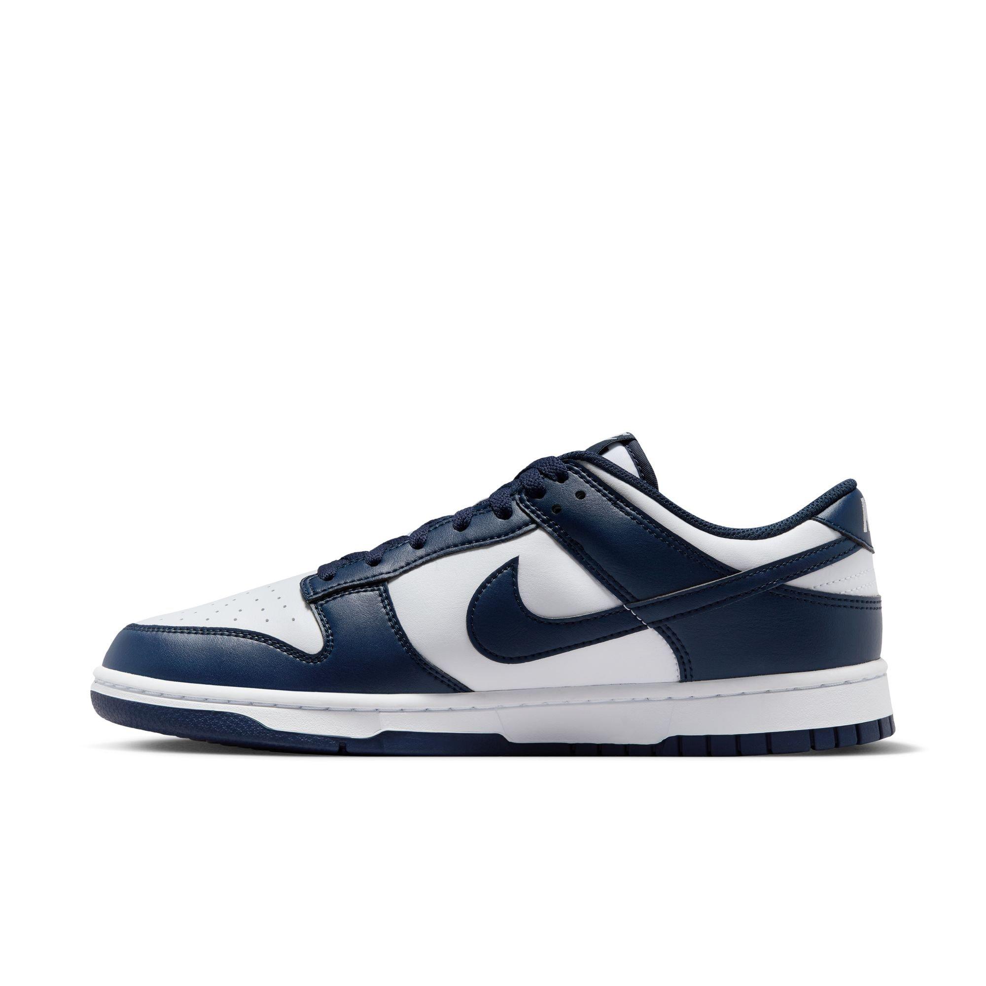 Nike Dunk Low Retro "White/Midnight Navy" Men's Shoe - WHITE/NAVY Thumbnail View 4