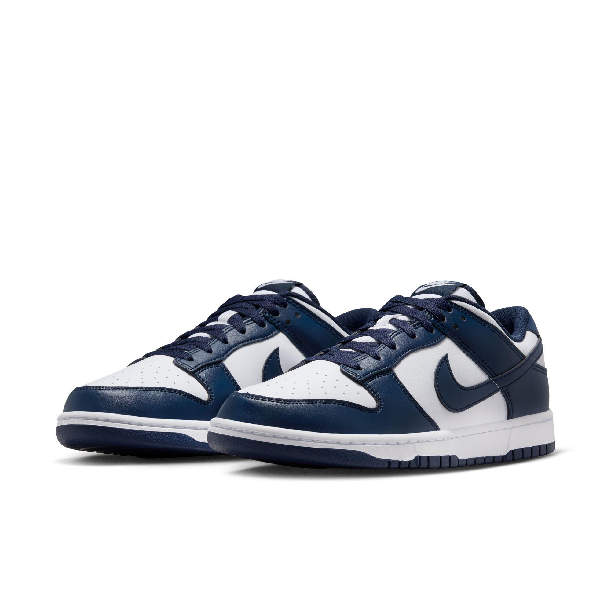 Nike Dunk Low Retro "White/Midnight Navy" Men's Shoe - WHITE/NAVY Thumbnail View 5