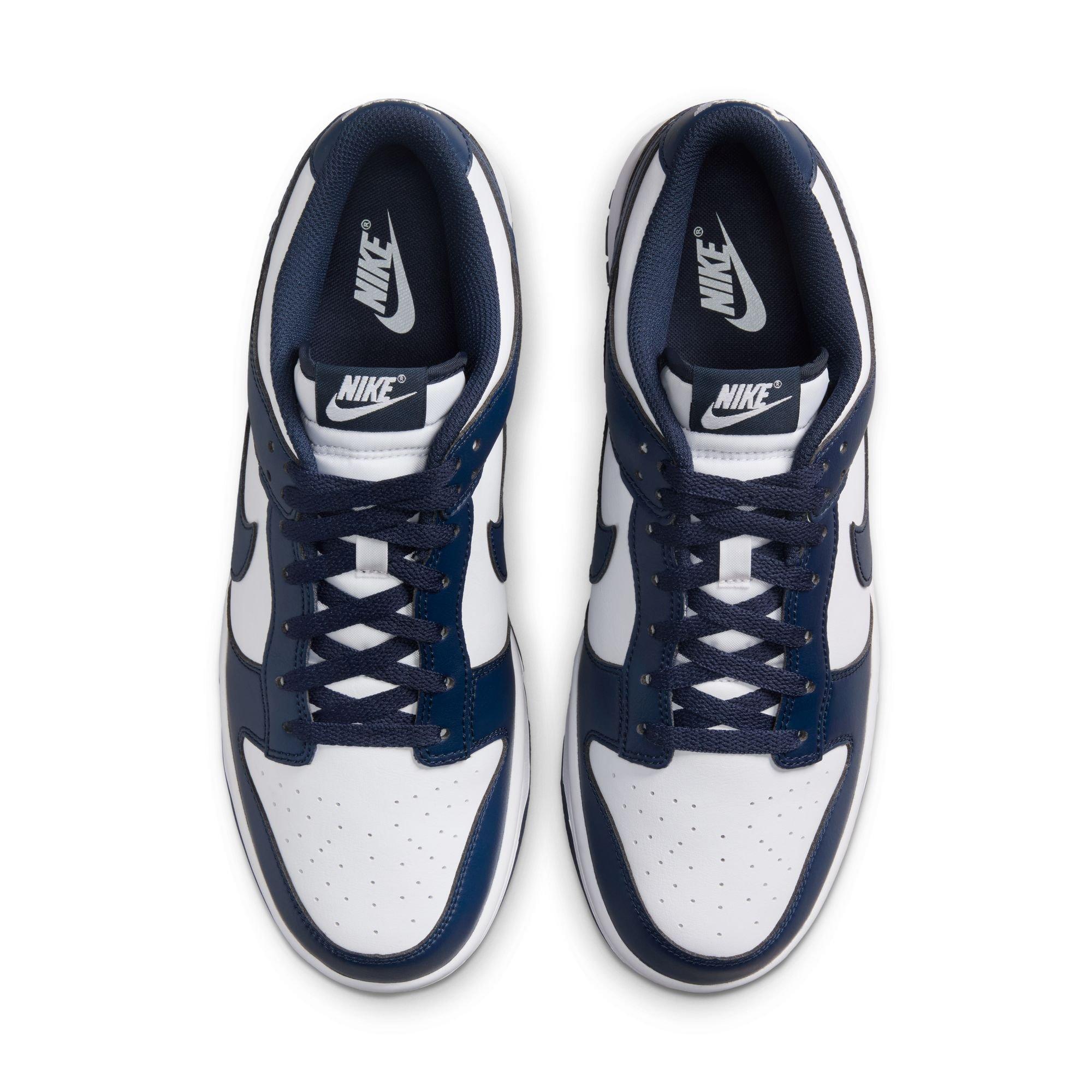 Nike Dunk Low Retro "White/Midnight Navy" Men's Shoe - WHITE/NAVY Thumbnail View 6
