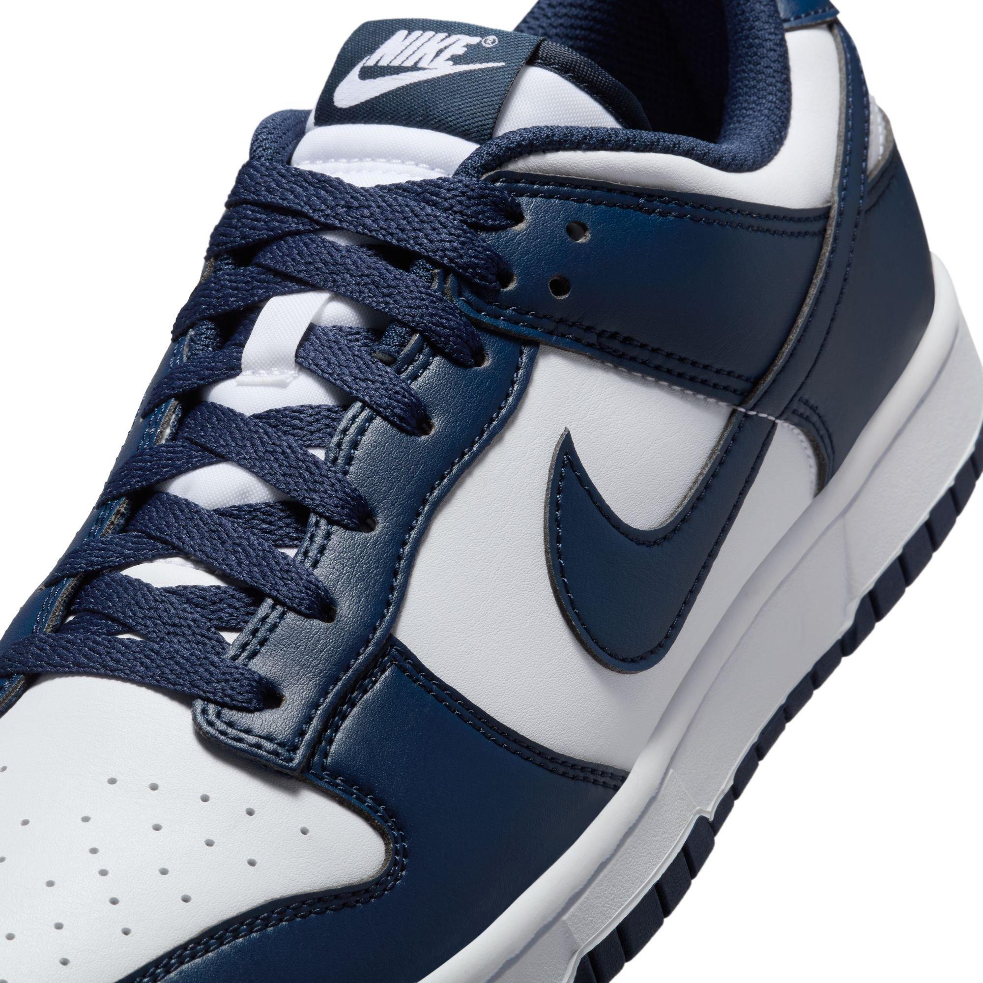 Nike Dunk Low Retro "White/Midnight Navy" Men's Shoe - WHITE/NAVY Thumbnail View 10
