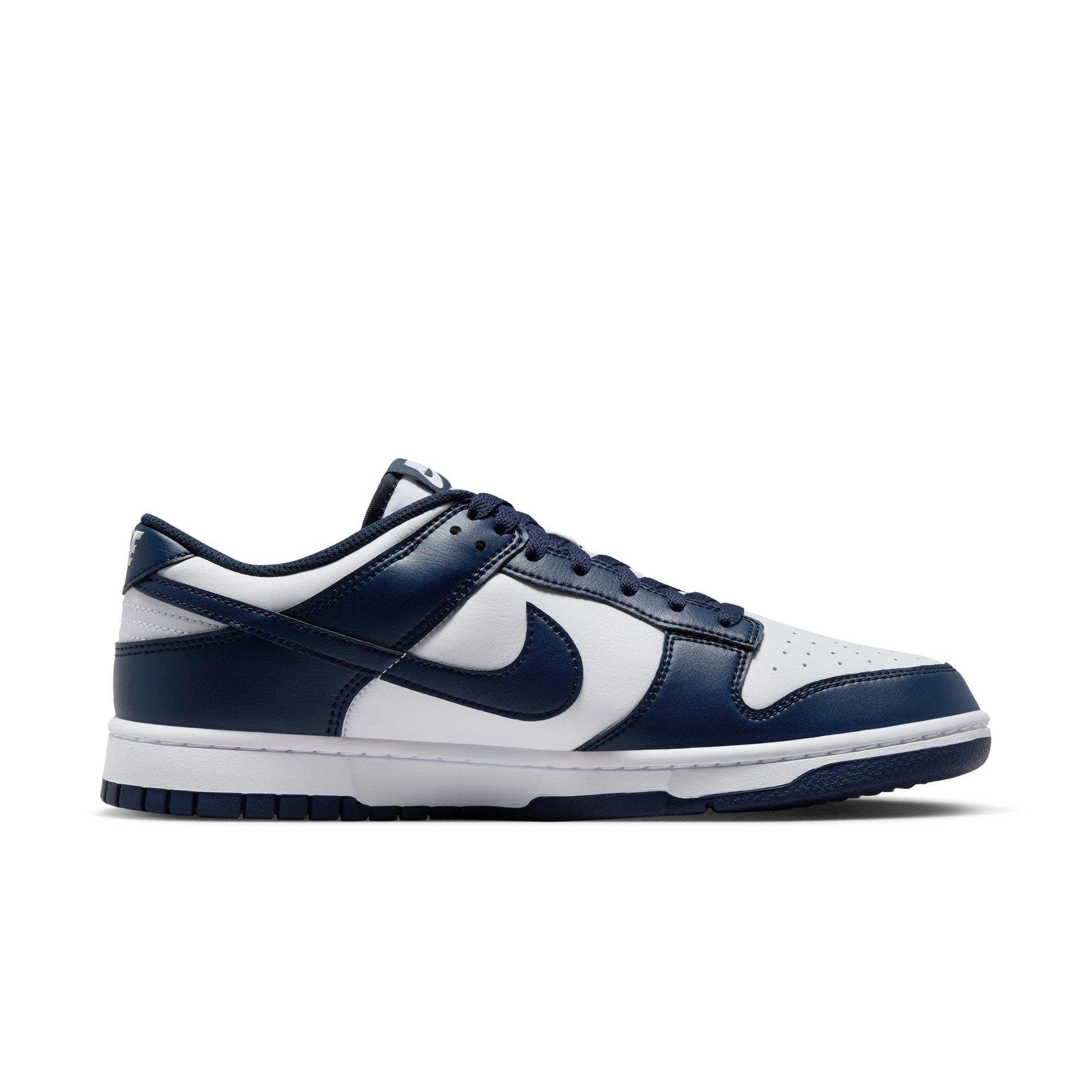 Nike Dunk Low Retro "White/Midnight Navy" Men's Shoe - WHITE/NAVY Thumbnail View 2