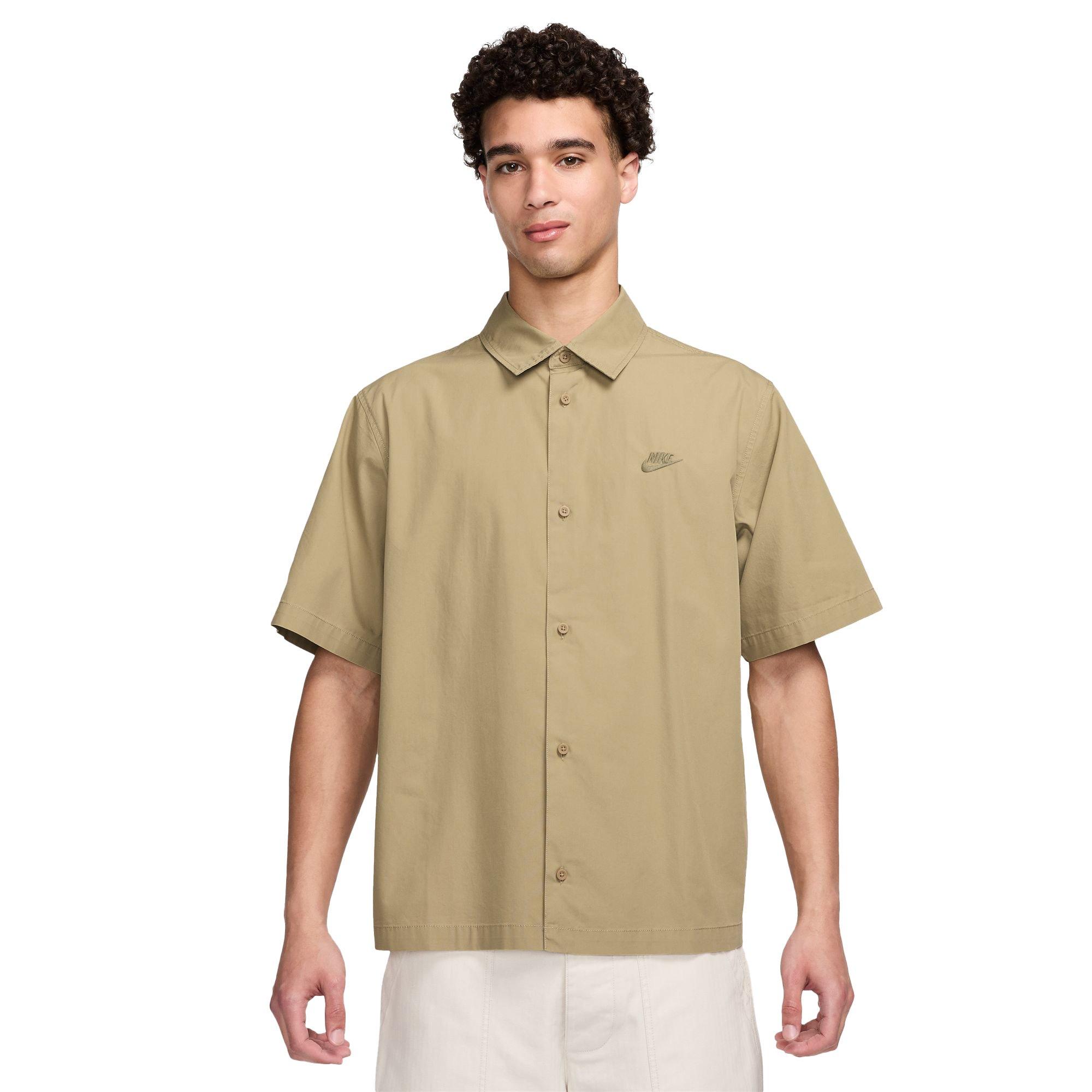 Nike Men's Club Short-Sleeve Button Up Shirt - BEIGE Thumbnail View 1