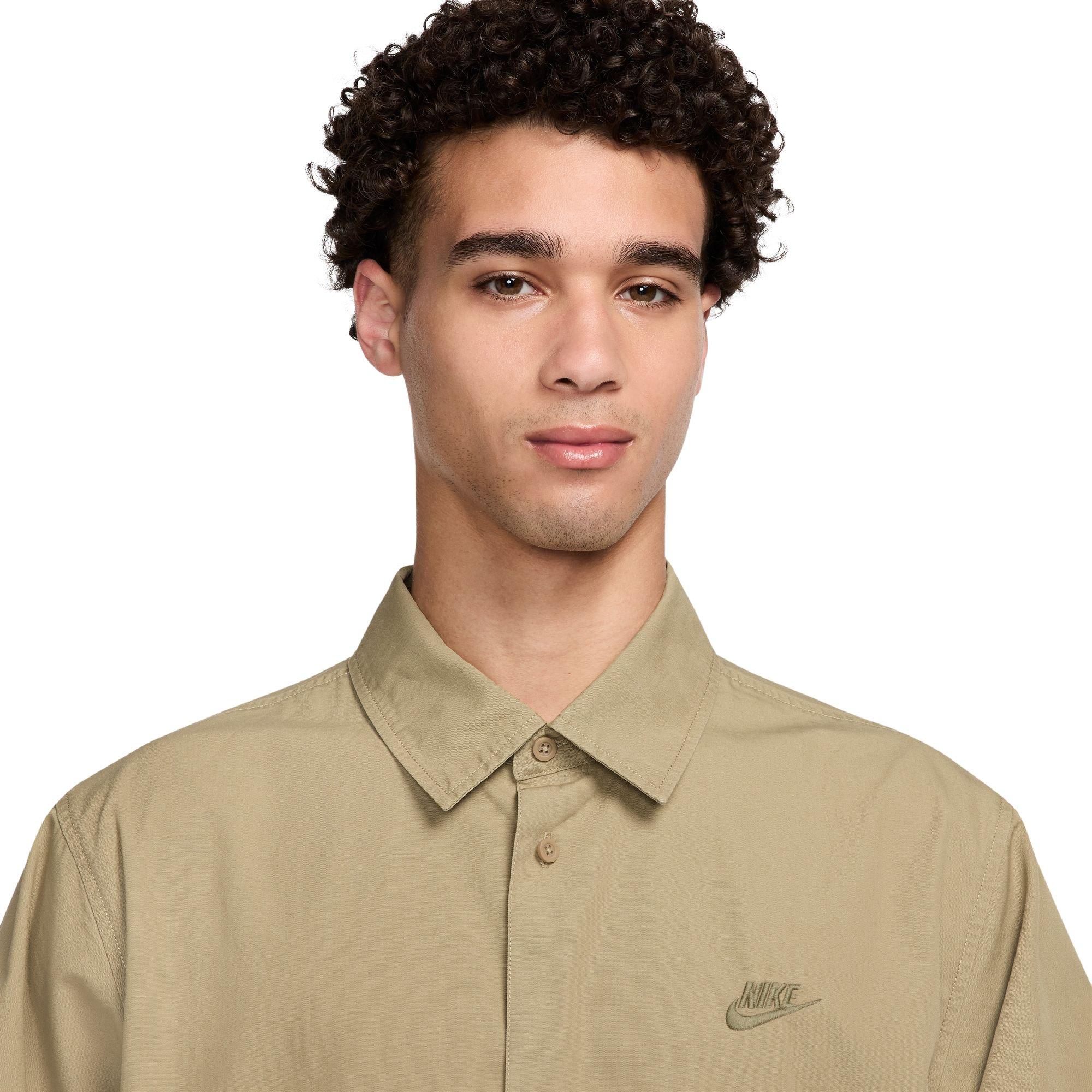 Nike Men's Club Short-Sleeve Button Up Shirt - BEIGE Thumbnail View 3