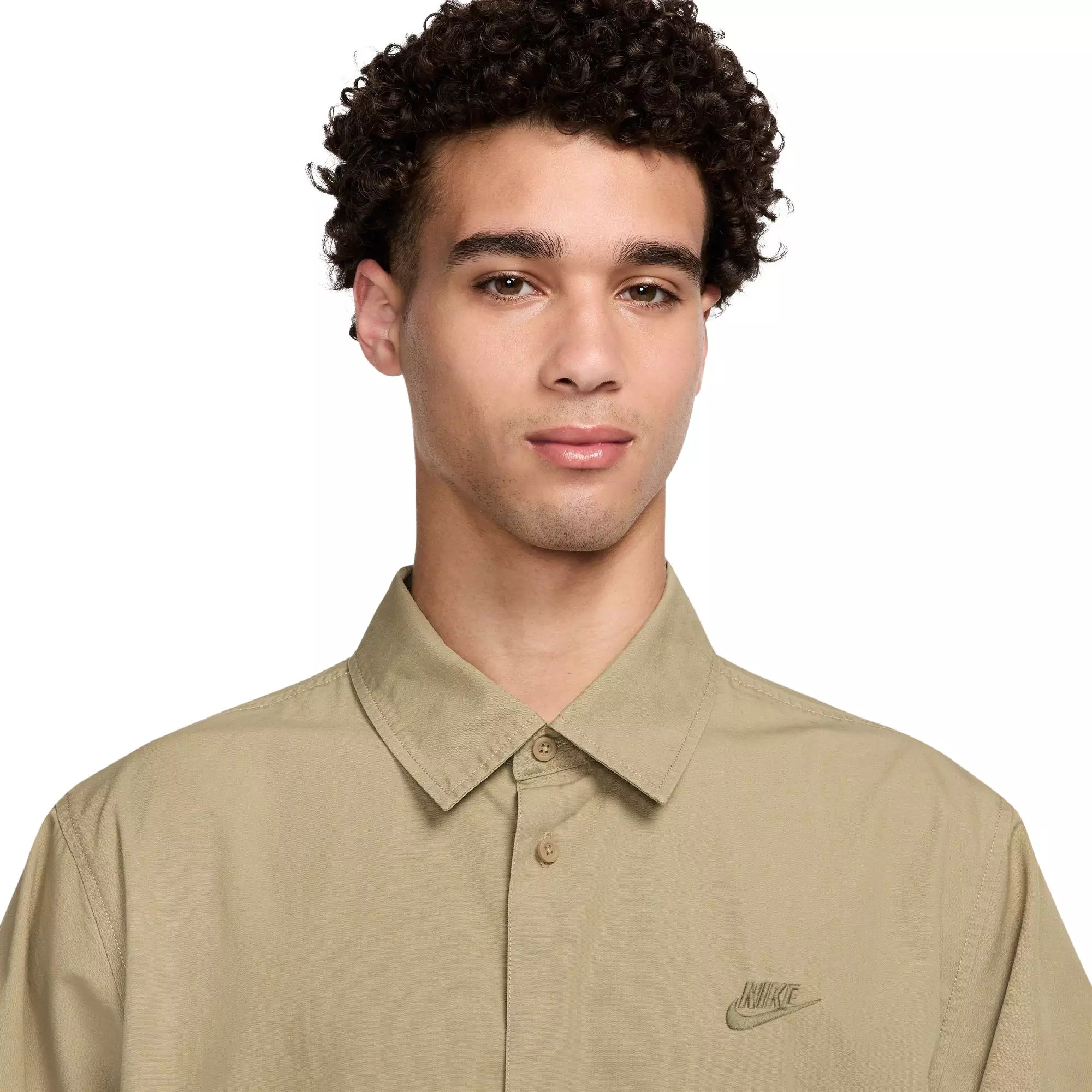 Nike Men's Club Short-Sleeve Button Up Shirt - BEIGE