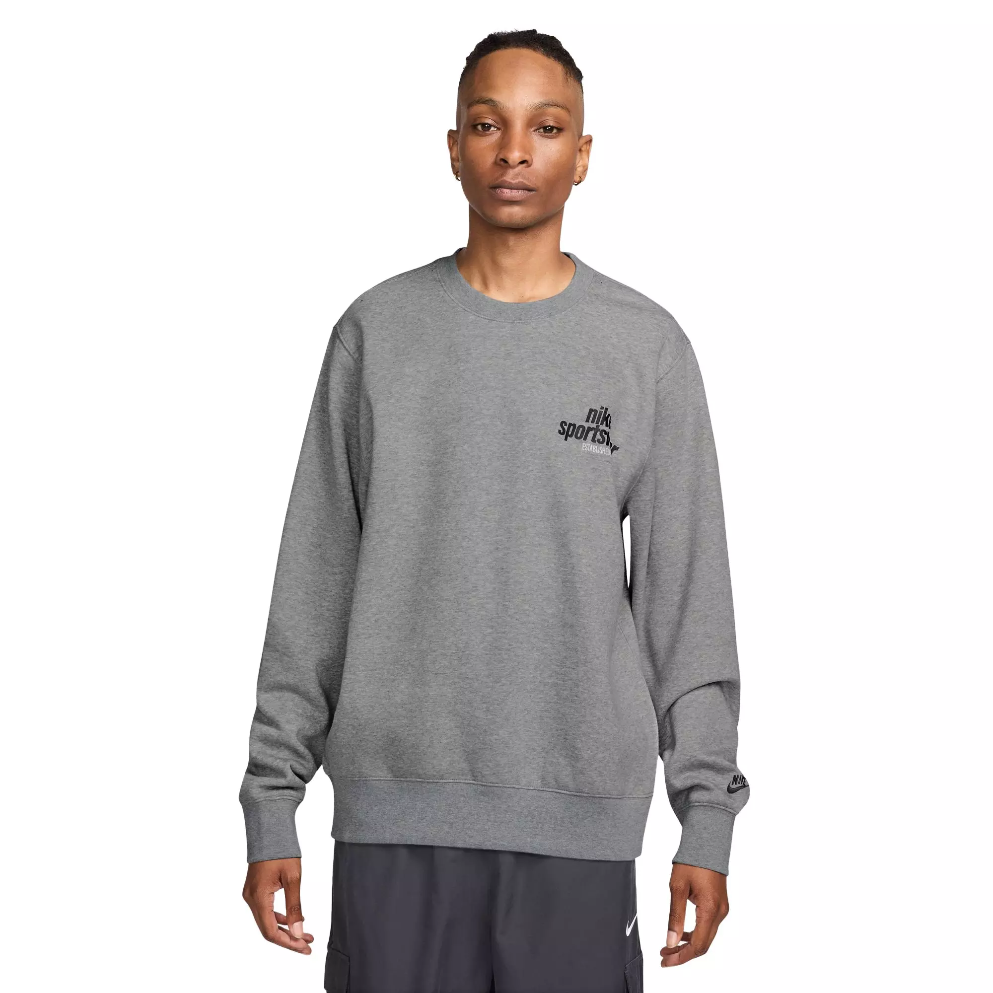 Nike Men's Sportswear Club Fleece Crew - Grey - GREY