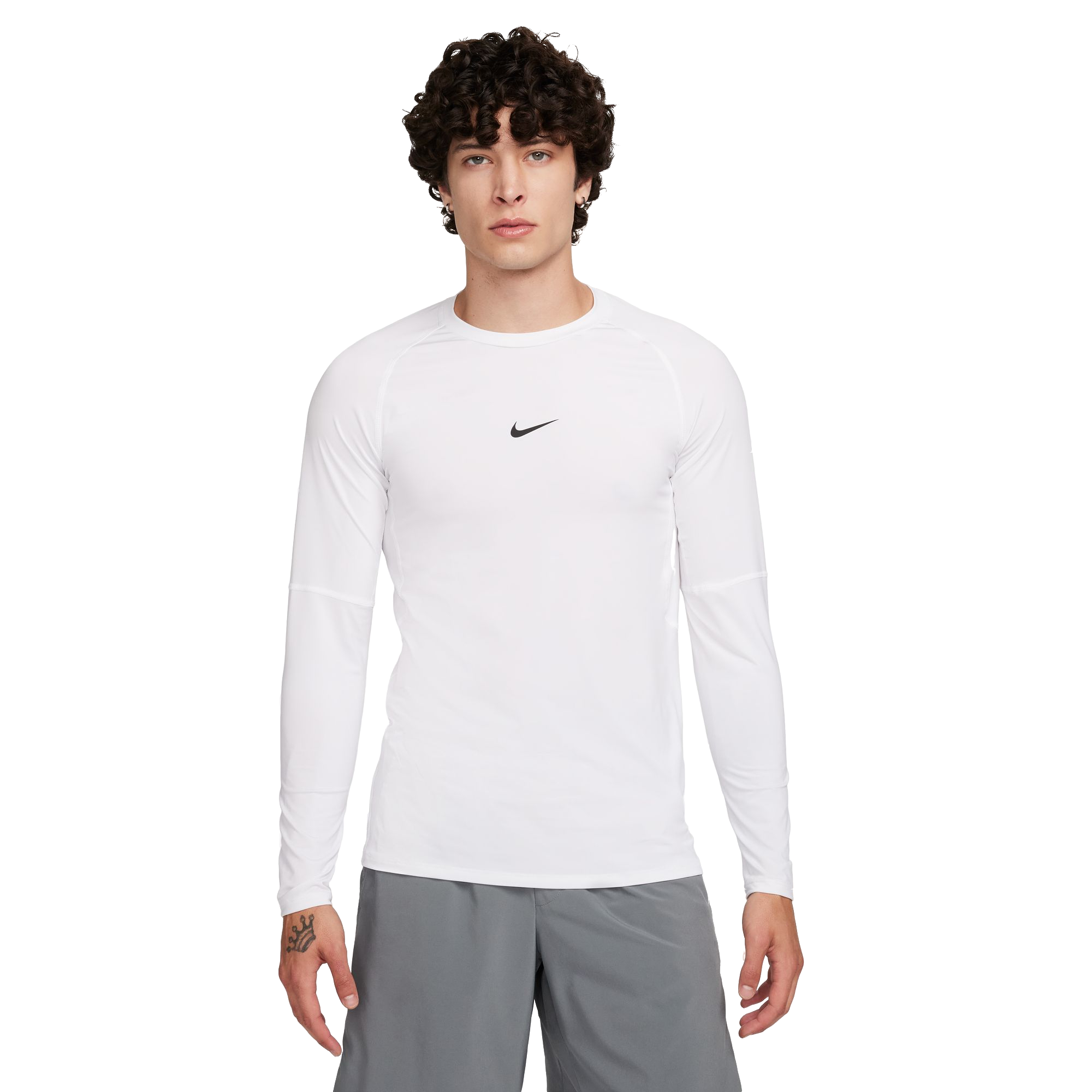 Nike Pro Dri-FIT Slim Long-Sleeve Fitness Top - WHITE Thumbnail View 1