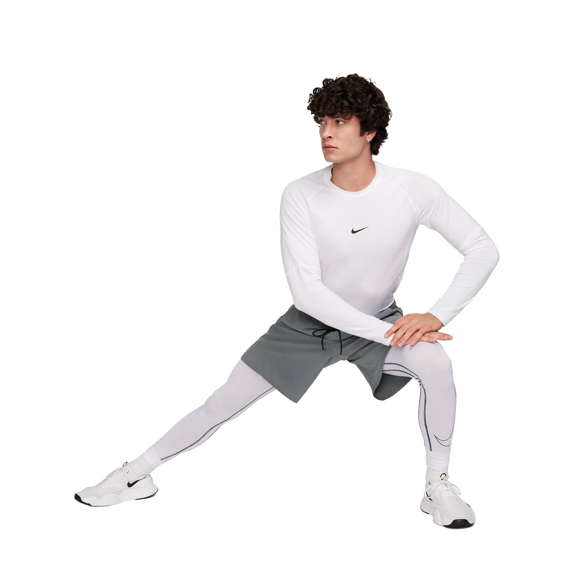 Nike Pro Dri-FIT Slim Long-Sleeve Fitness Top - WHITE Thumbnail View 6