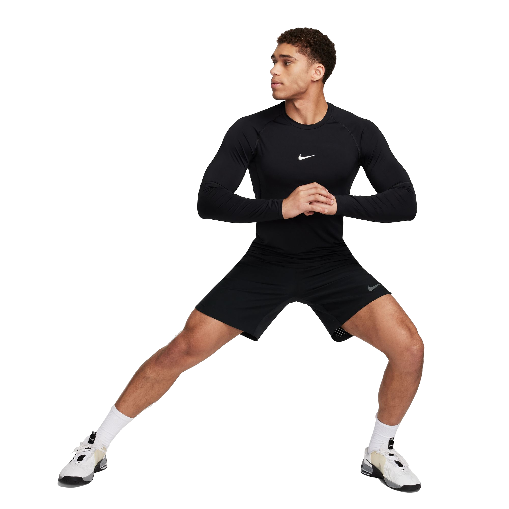 Nike Pro Dri-FIT Slim Long-Sleeve Fitness Top-Black - BLACK Thumbnail View 6