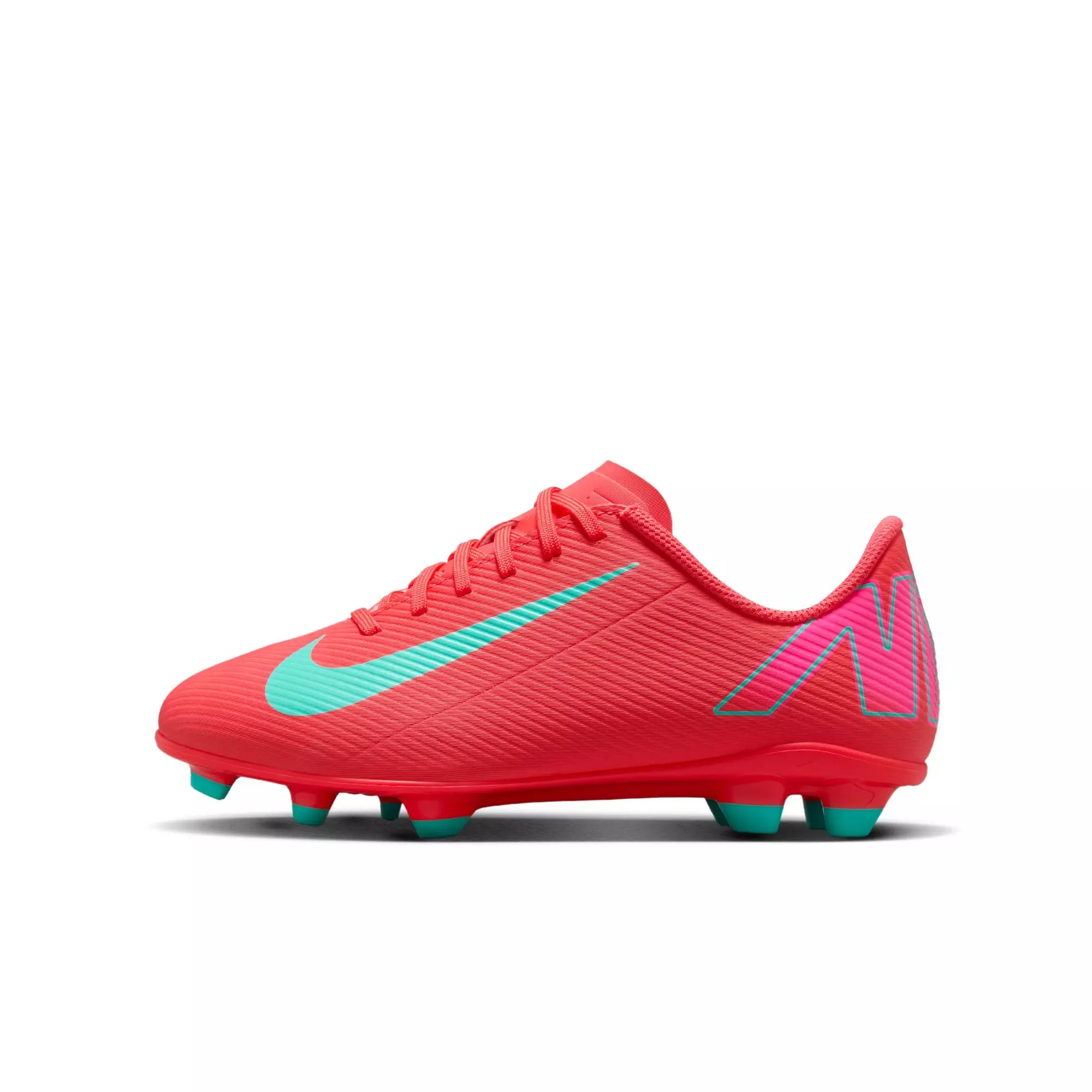 Nike Jr. Mecurial Vapor 16 Club MG "Ember Glow/Aurora Green" Preschool Boys' Soccer Cleat - PINK/GREEN