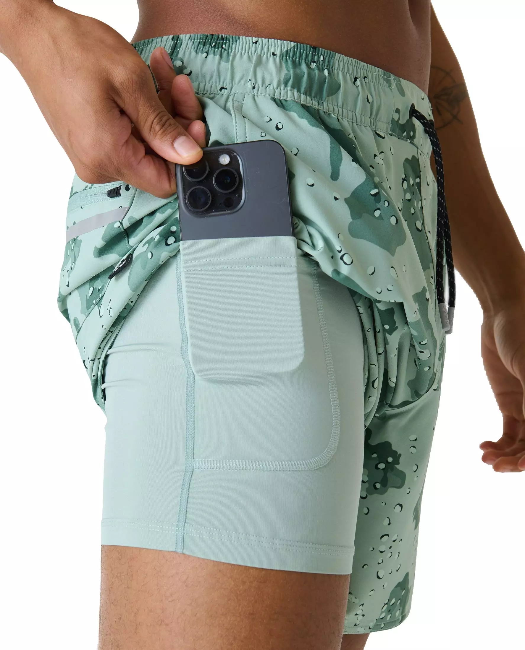 Legends Men's Luka 2.0 7-Inch Linerless Shorts - Camo - LT GREEN