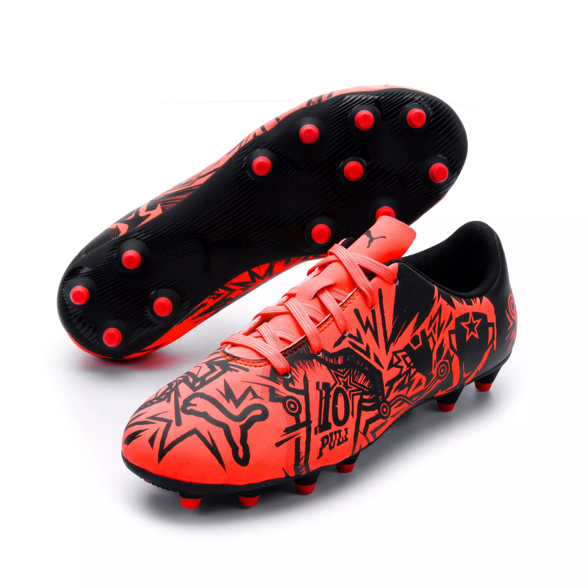 PUMA x Christian Pulisic Tacto II FG/AG "Red/Black" Preschool Kids' Soccer Cleat - RED/BLACK