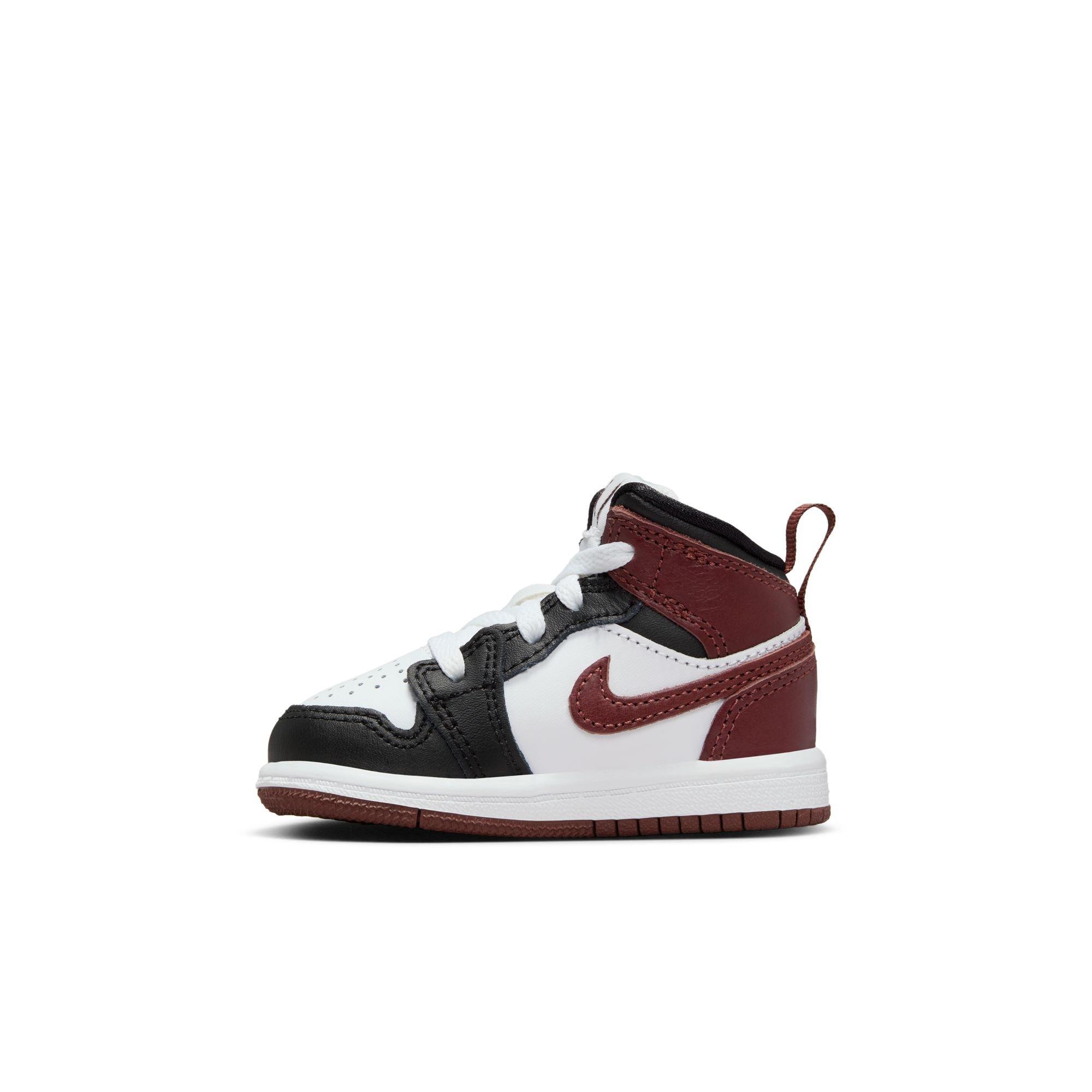 Jordan 1 Mid SE "White/Dark Pony/Black" Toddler Boys' Shoe - MAROON/BLACK Thumbnail View 4