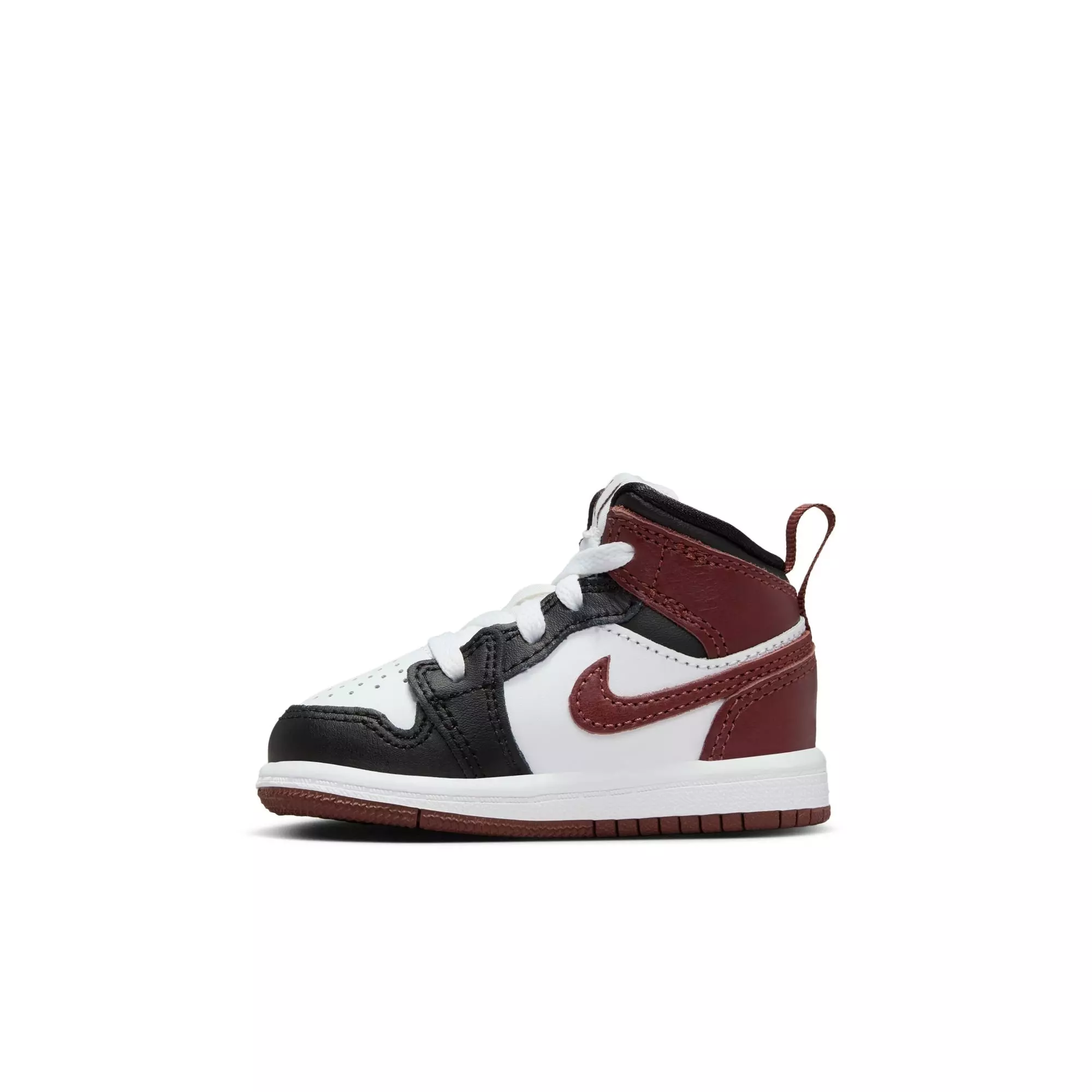 Jordan 1 Mid SE "White/Dark Pony/Black" Toddler Boys' Shoe - MAROON/BLACK